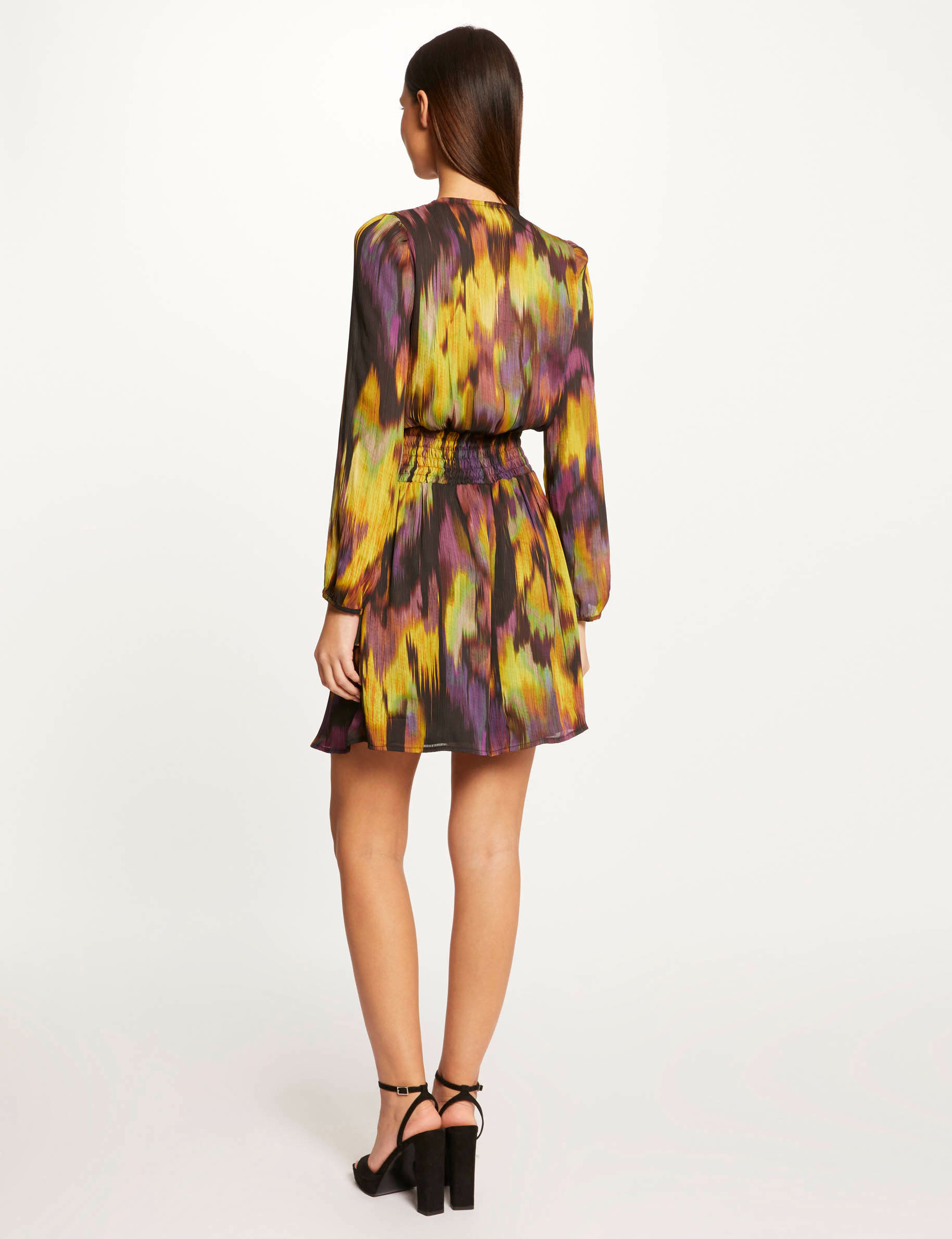 Robe droite fluide imprimé abstrait multico femme Robe droite fluide imprimé abstrait multico femme