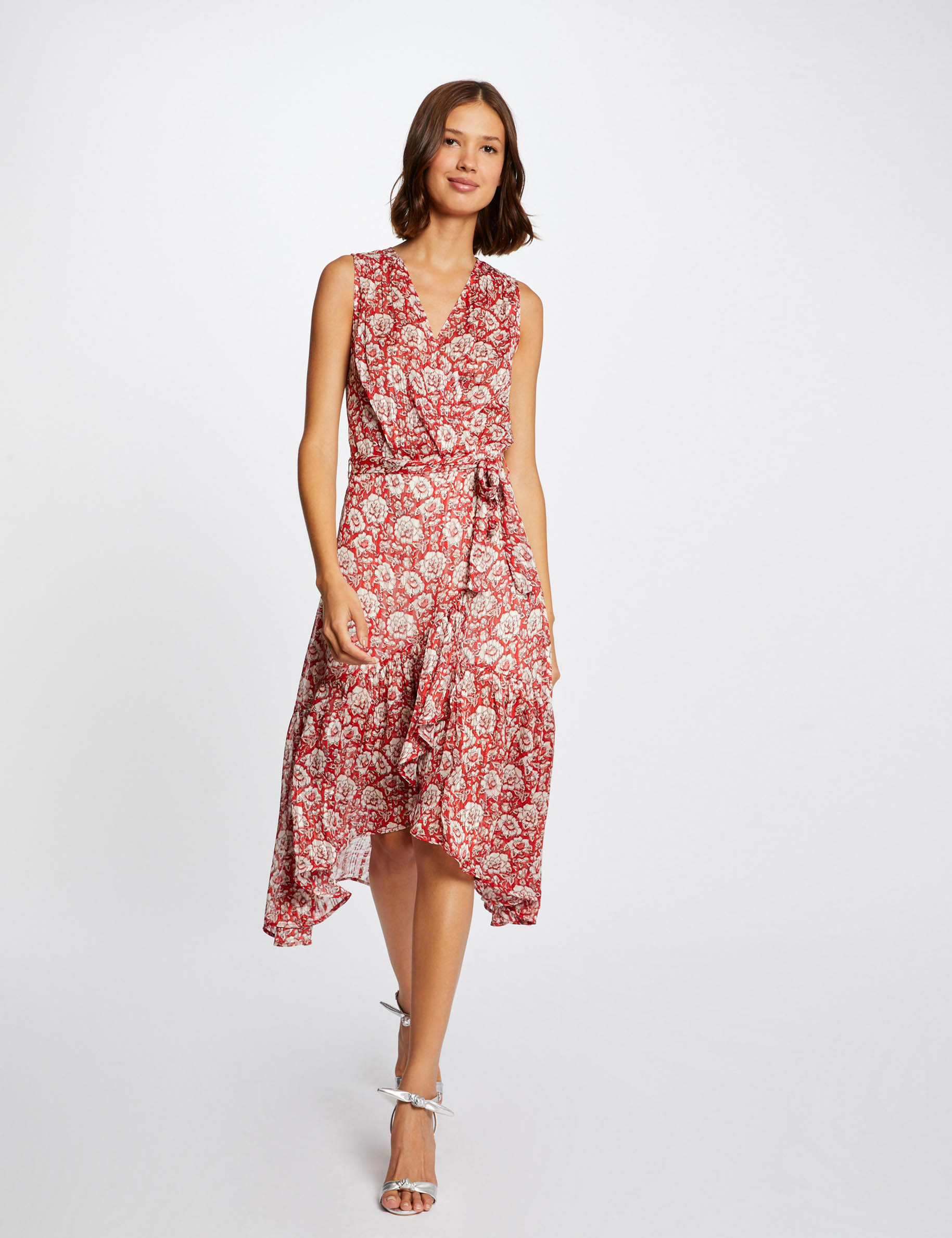Robe longue portefeuille imprimé floral multico femme