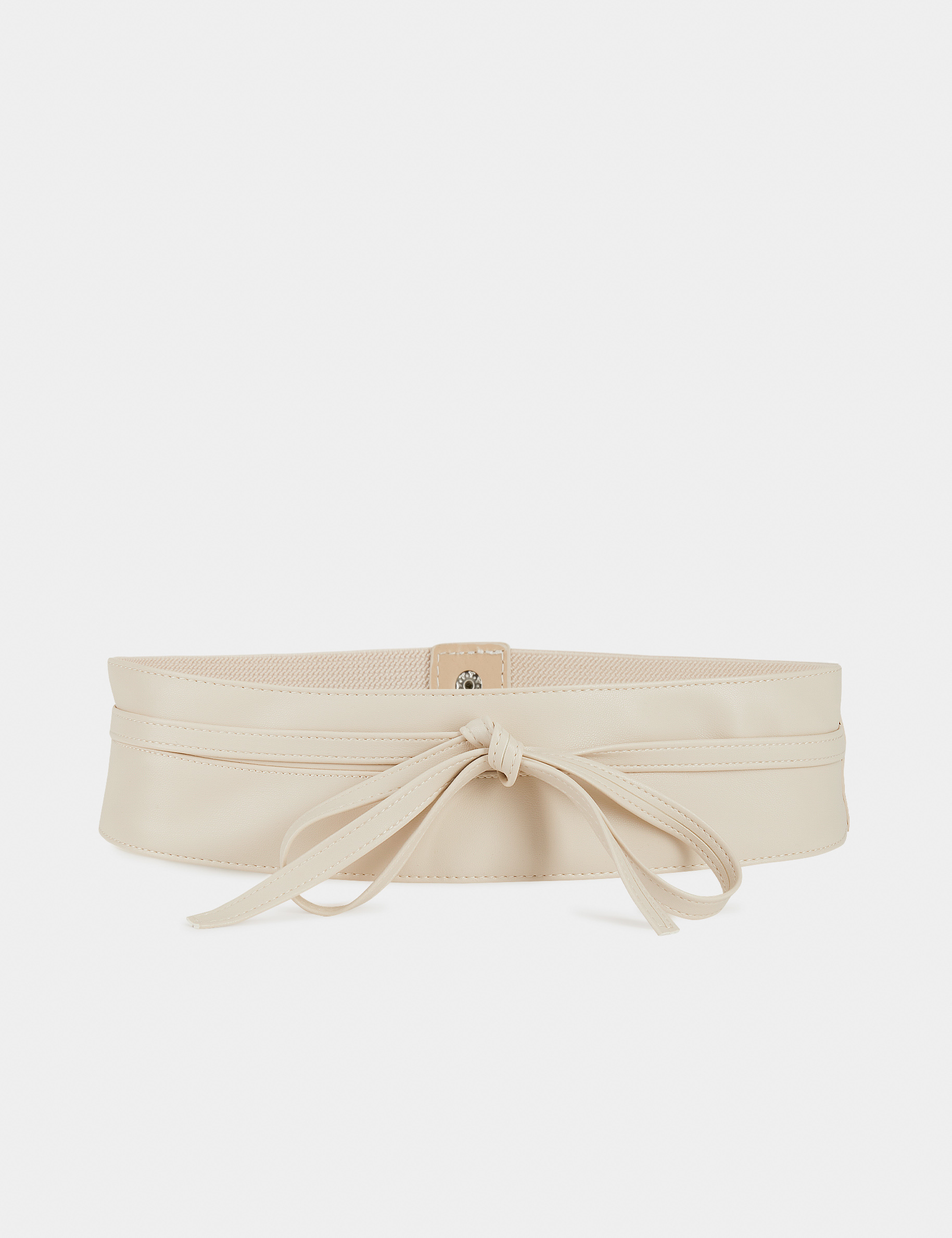 Ceinture élastiquée détail noeud beige femme