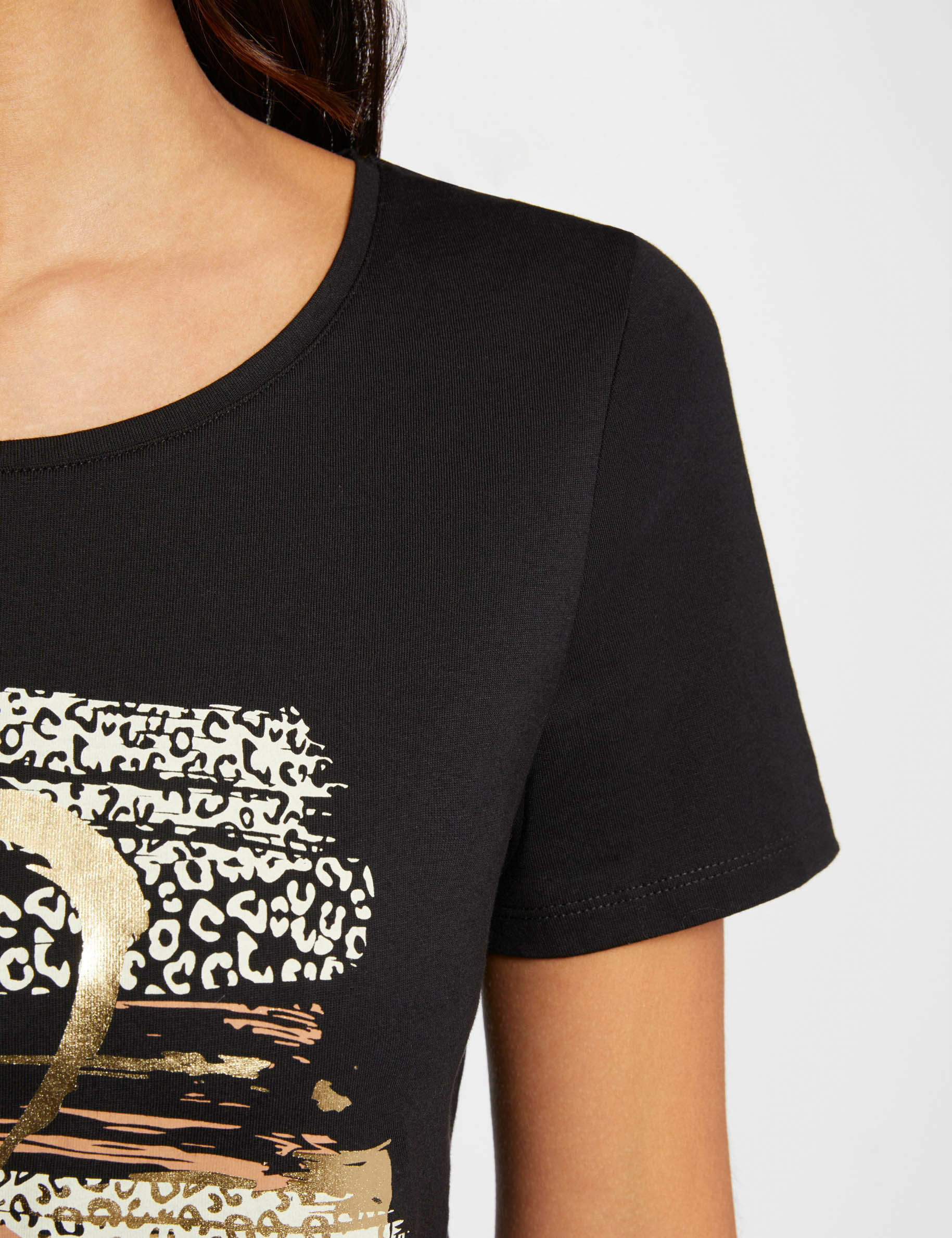 t shirt inscription et imprime noir femme T-shirt inscription et imprimé noir femme