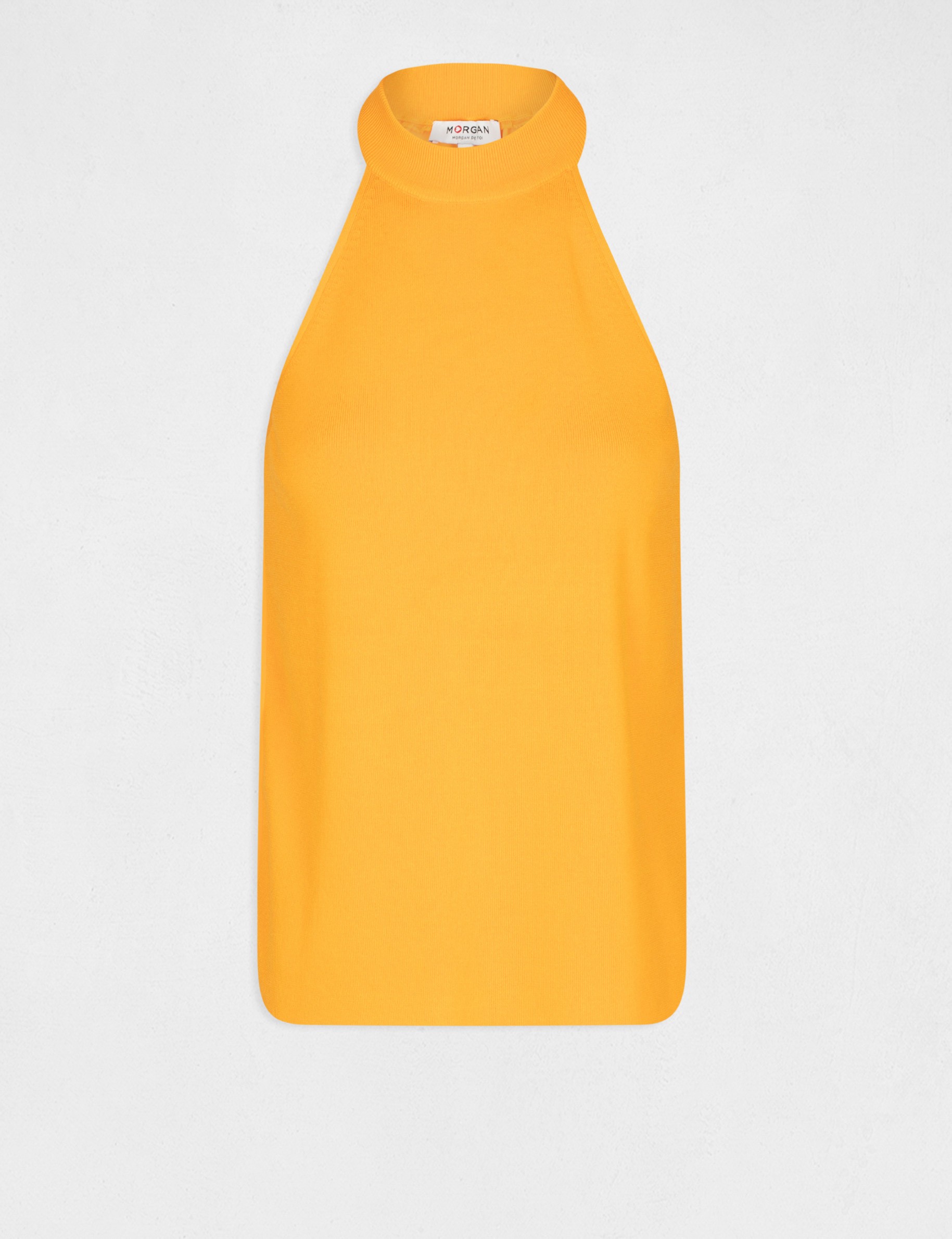 Débardeur pull à encolure américaine orange femme