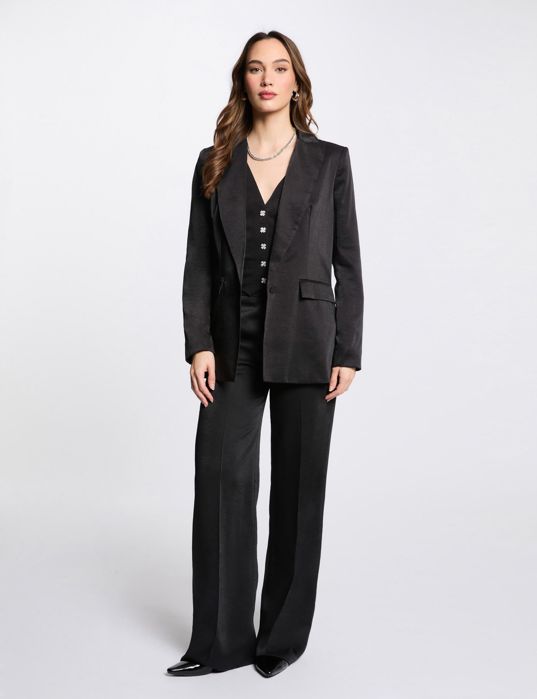 blazer suedine noir femme Blazer suédine noir femme
