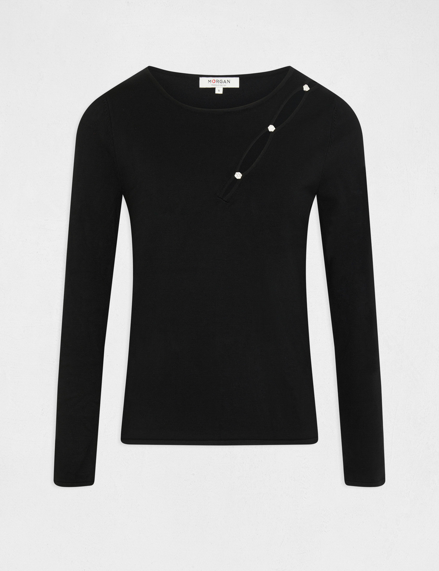 pull manches longues avec fente noir femme Pull manches longues avec fente noir femme