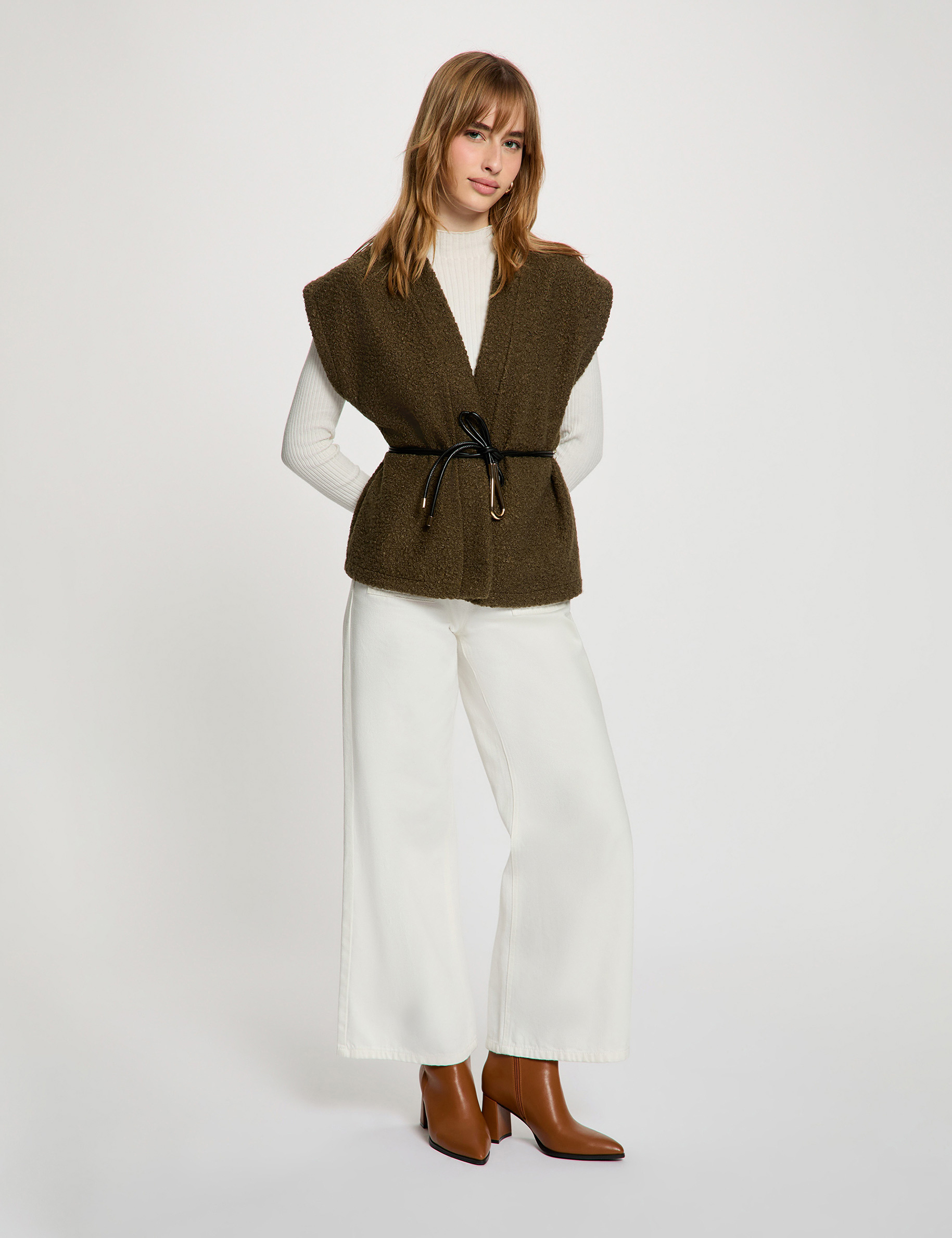 Veste sans manches vert kaki femme