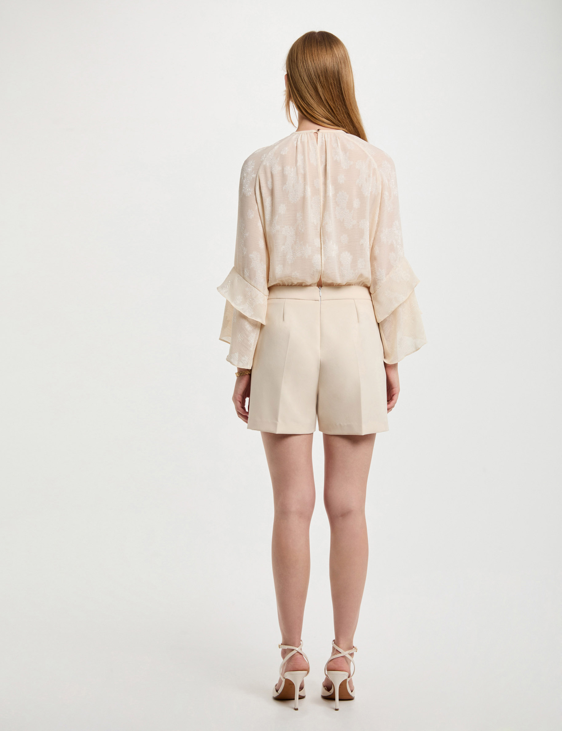 Combishort à volants creme femme Morgan
