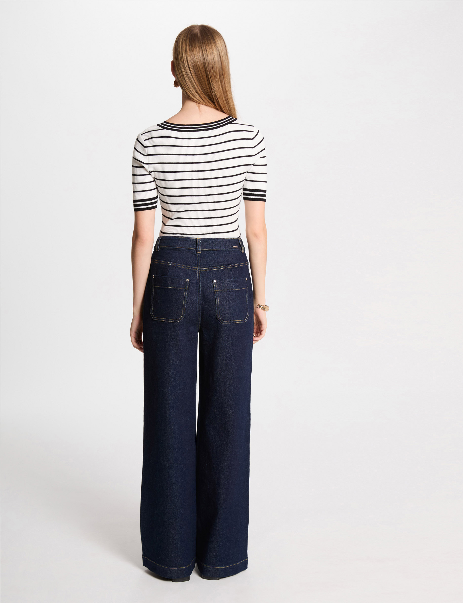 jeans large avec ornements denim brut femme Jeans large avec ornements denim brut femme
