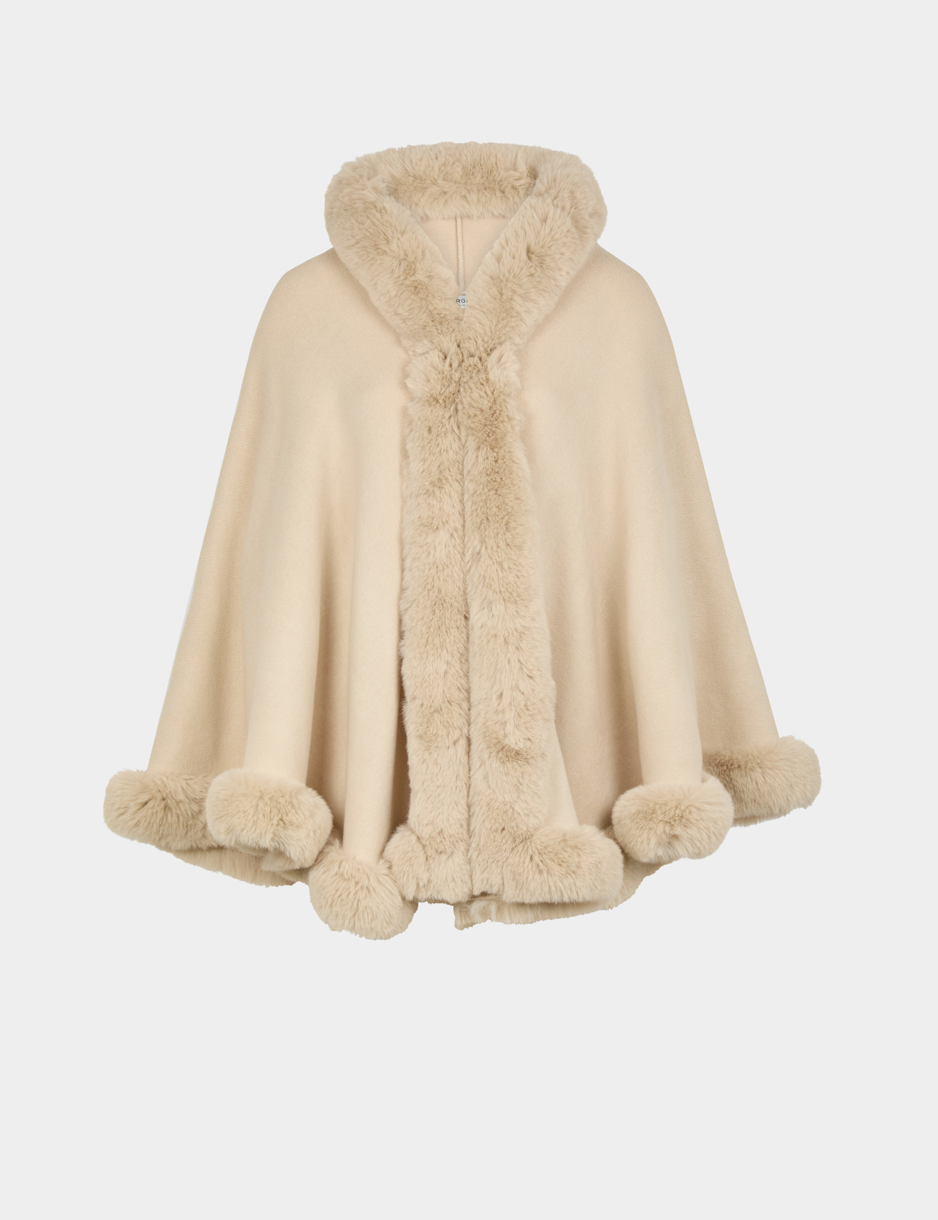 Poncho fausse fourrure sable femme