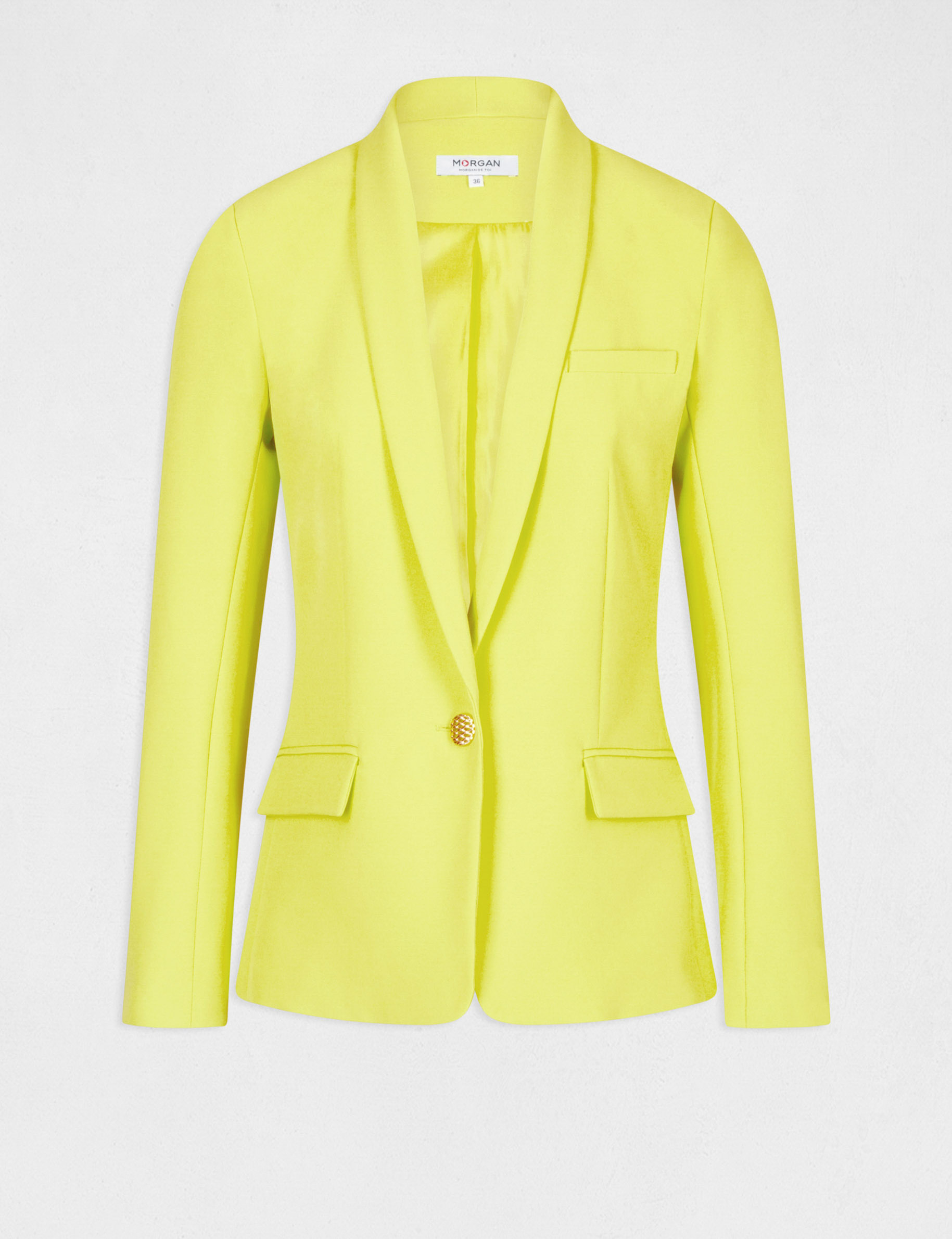 Veste cintrée boutonnée jaune femme Veste cintrée boutonnée jaune femme