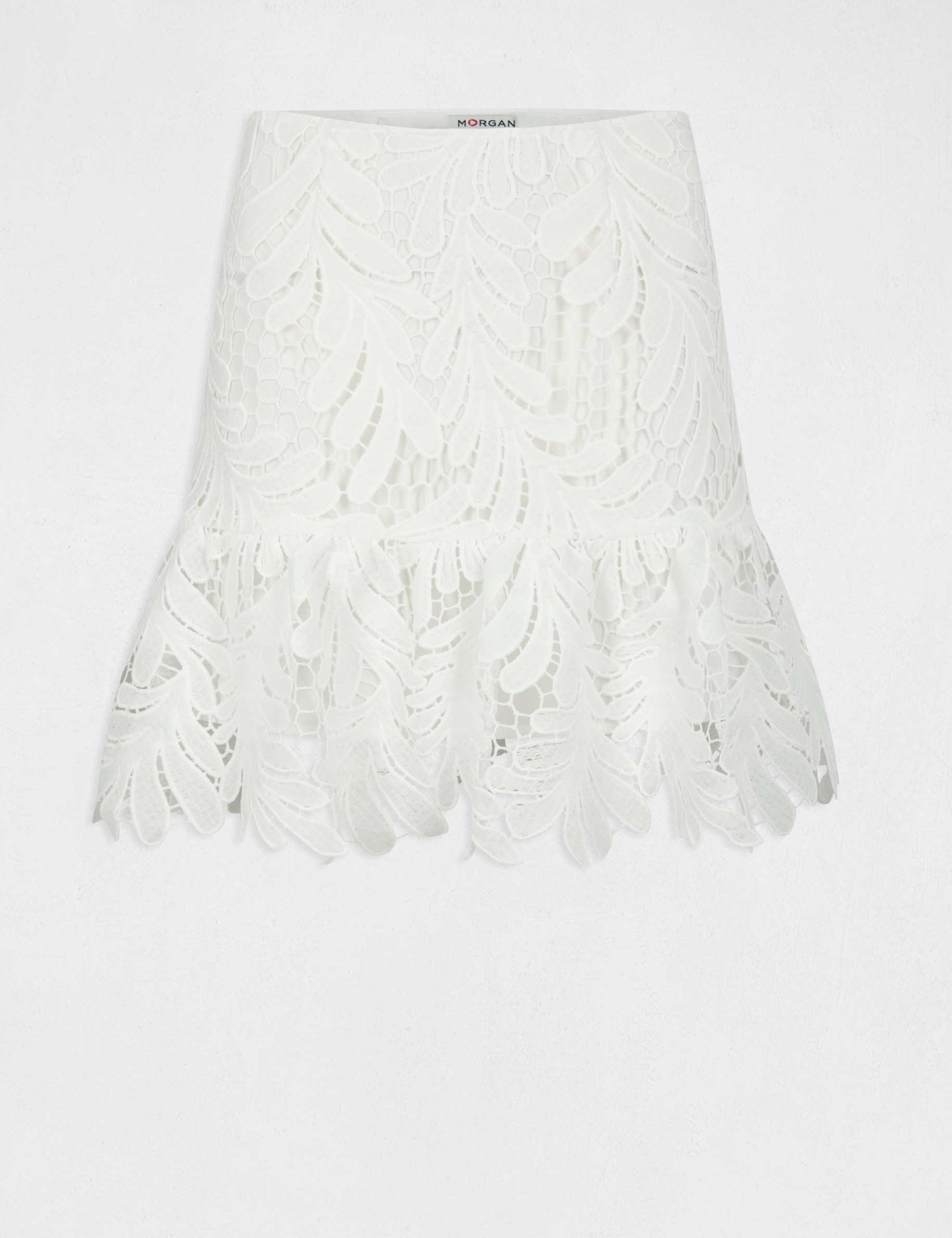 Jupe courte à dentelle ecru femme Jupe courte à dentelle ecru femme