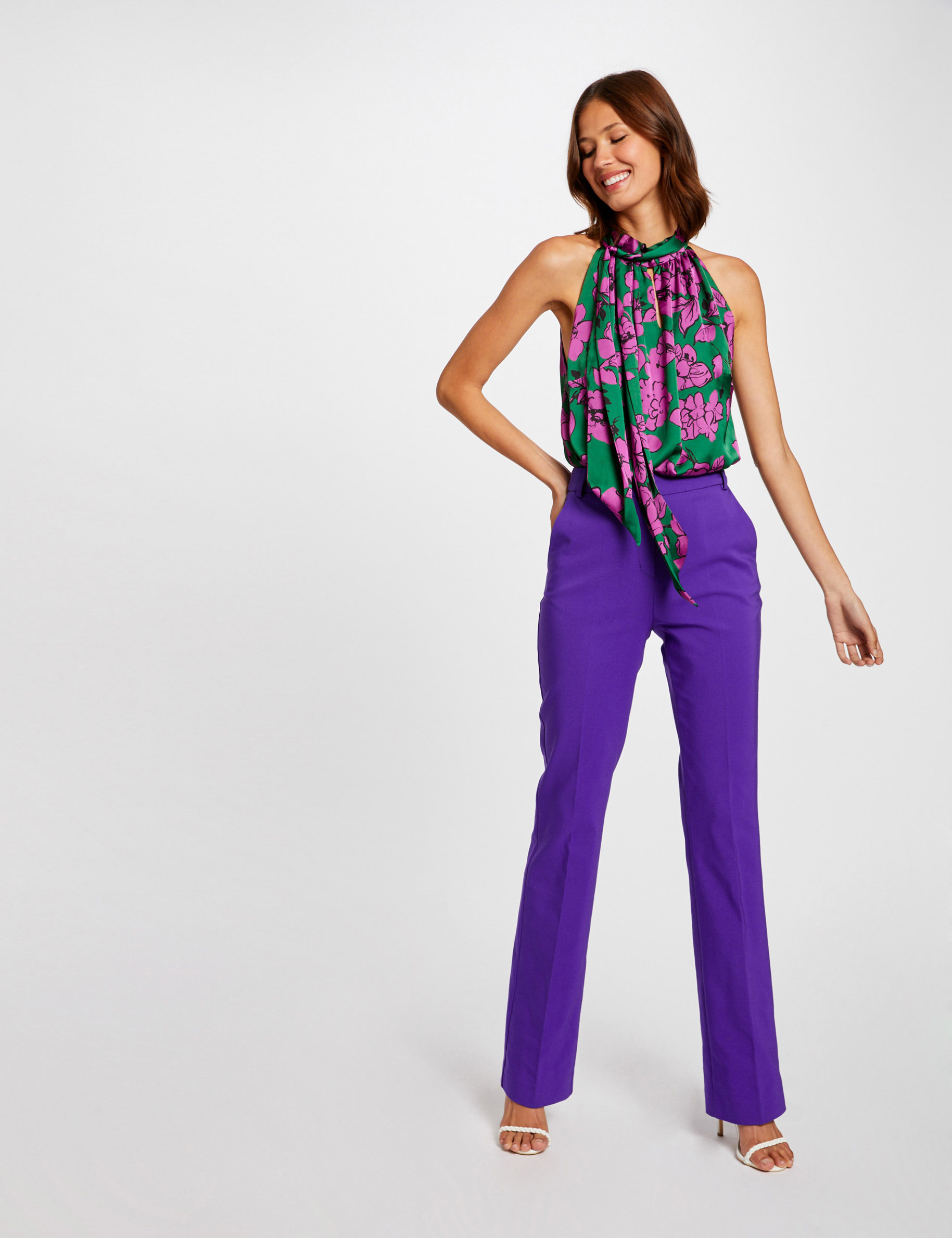 blouse sans manches imprime floral violet femme Blouse sans manches imprimé floral violet femme