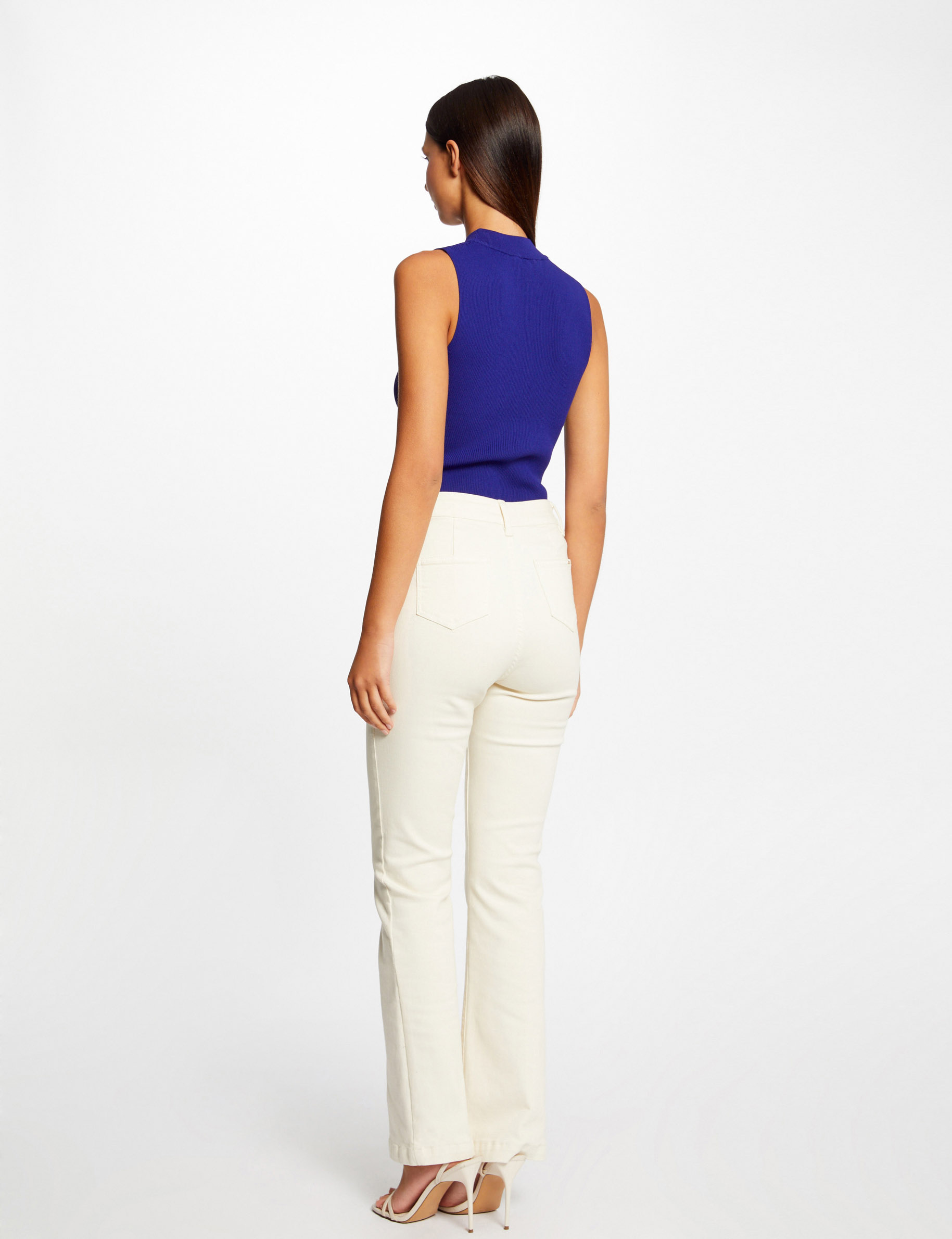 debardeur pull sans manches a ouverture bleu moyen femme Débardeur pull sans manches à ouverture bleu moyen femme