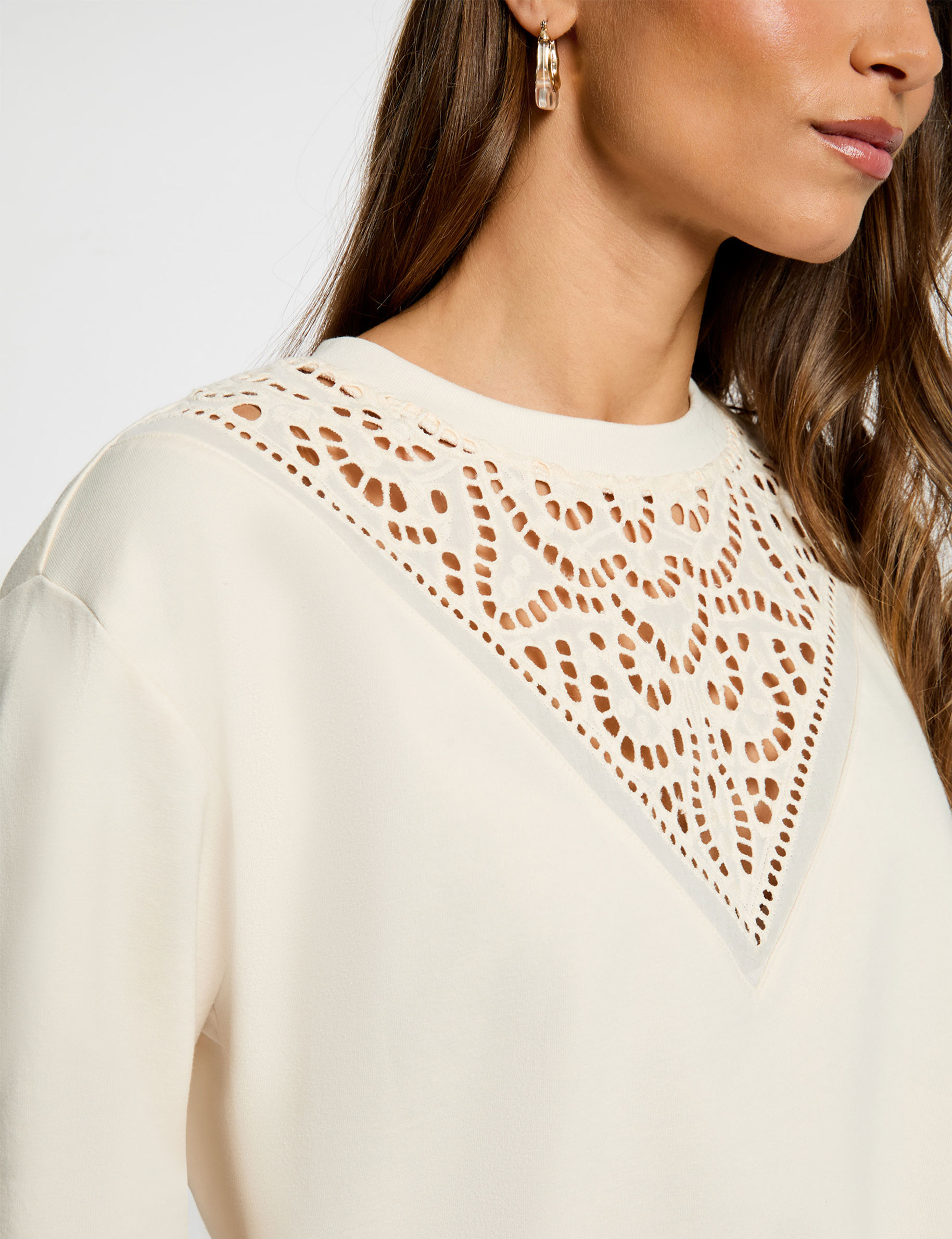 T-shirt manches longues ivoire femme