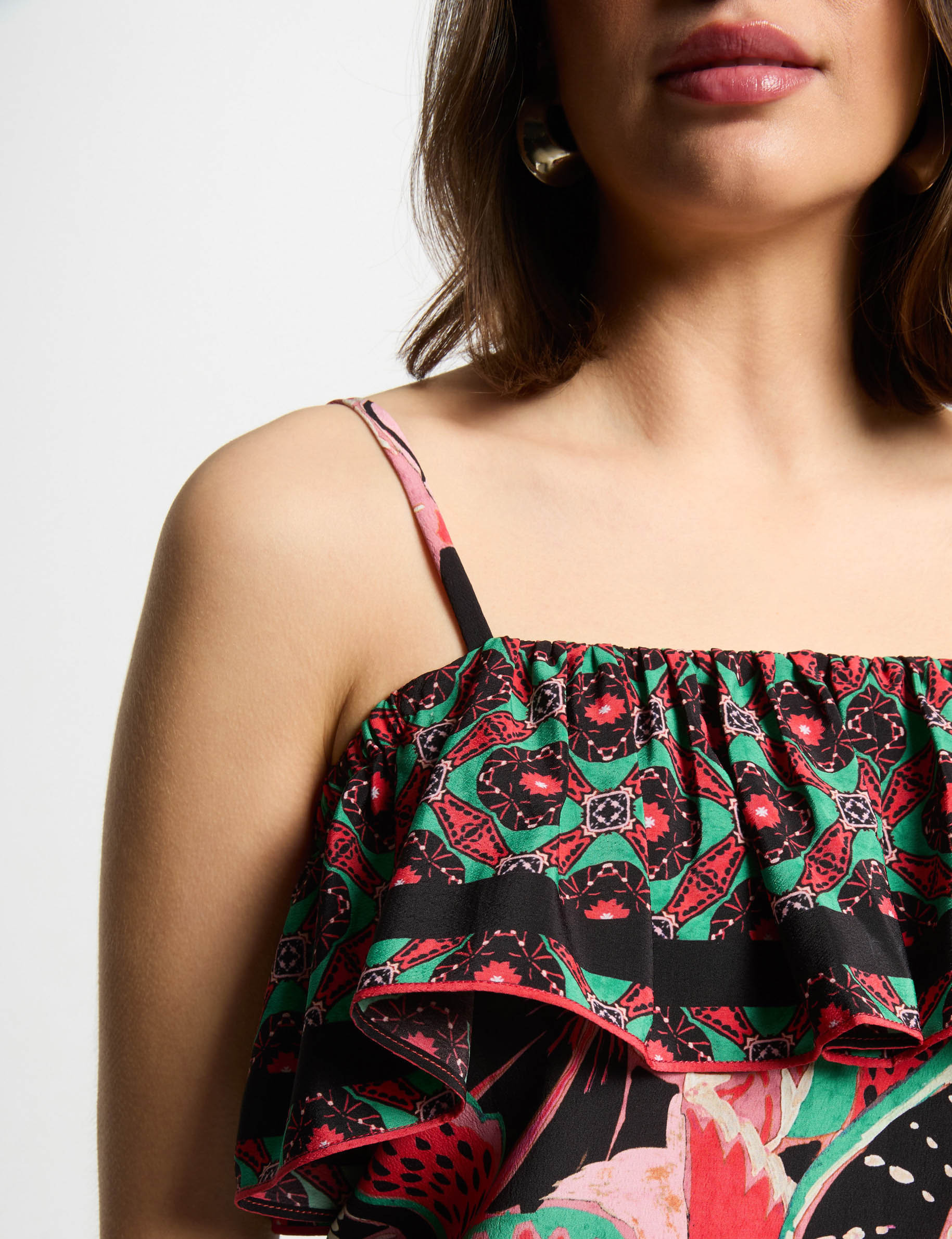 top imprime volants multicolore femme Top imprimé volants multicolore femme