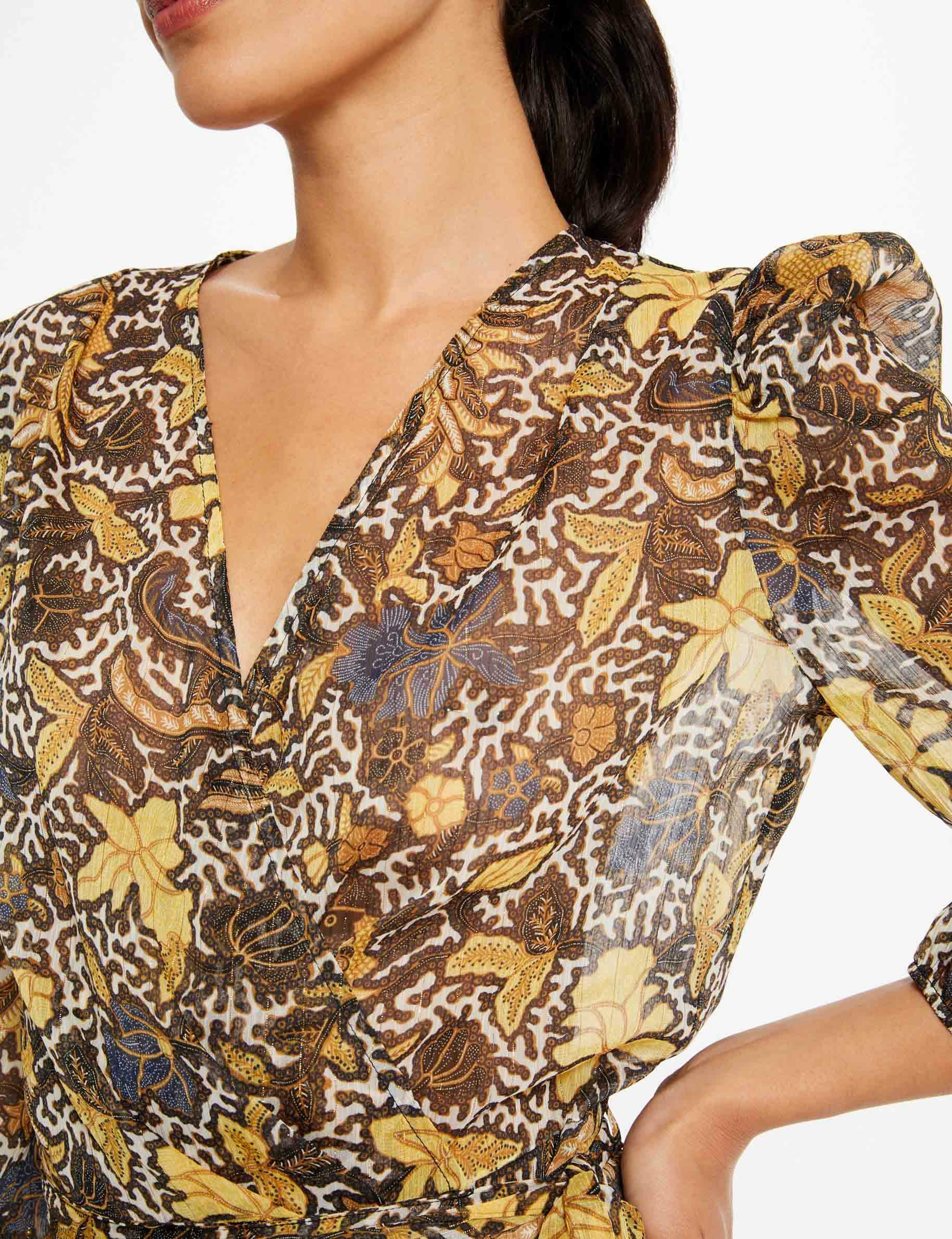 Robe portefeuille imprimé végétal multico femme