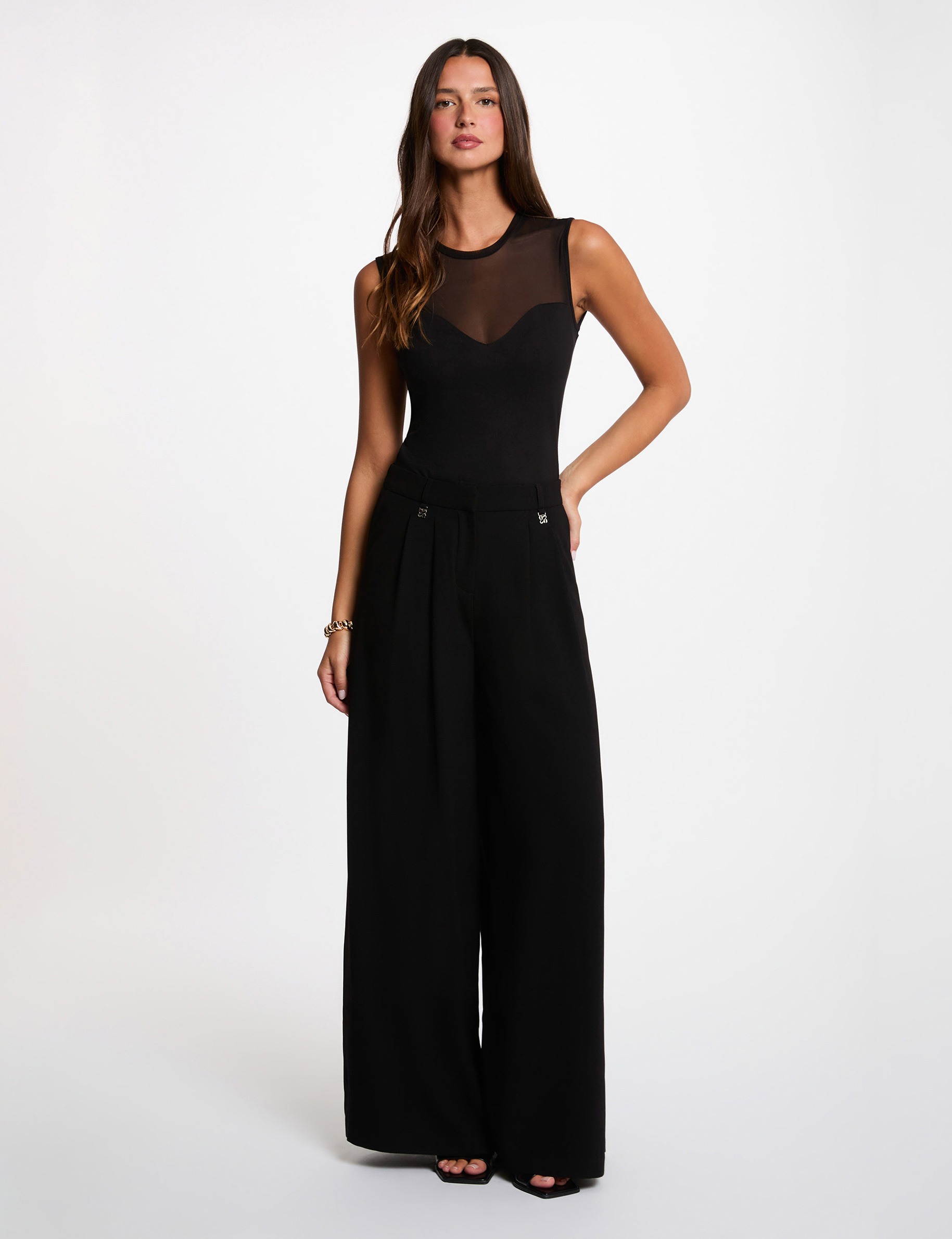D&eacute;bardeur col rond noir femme