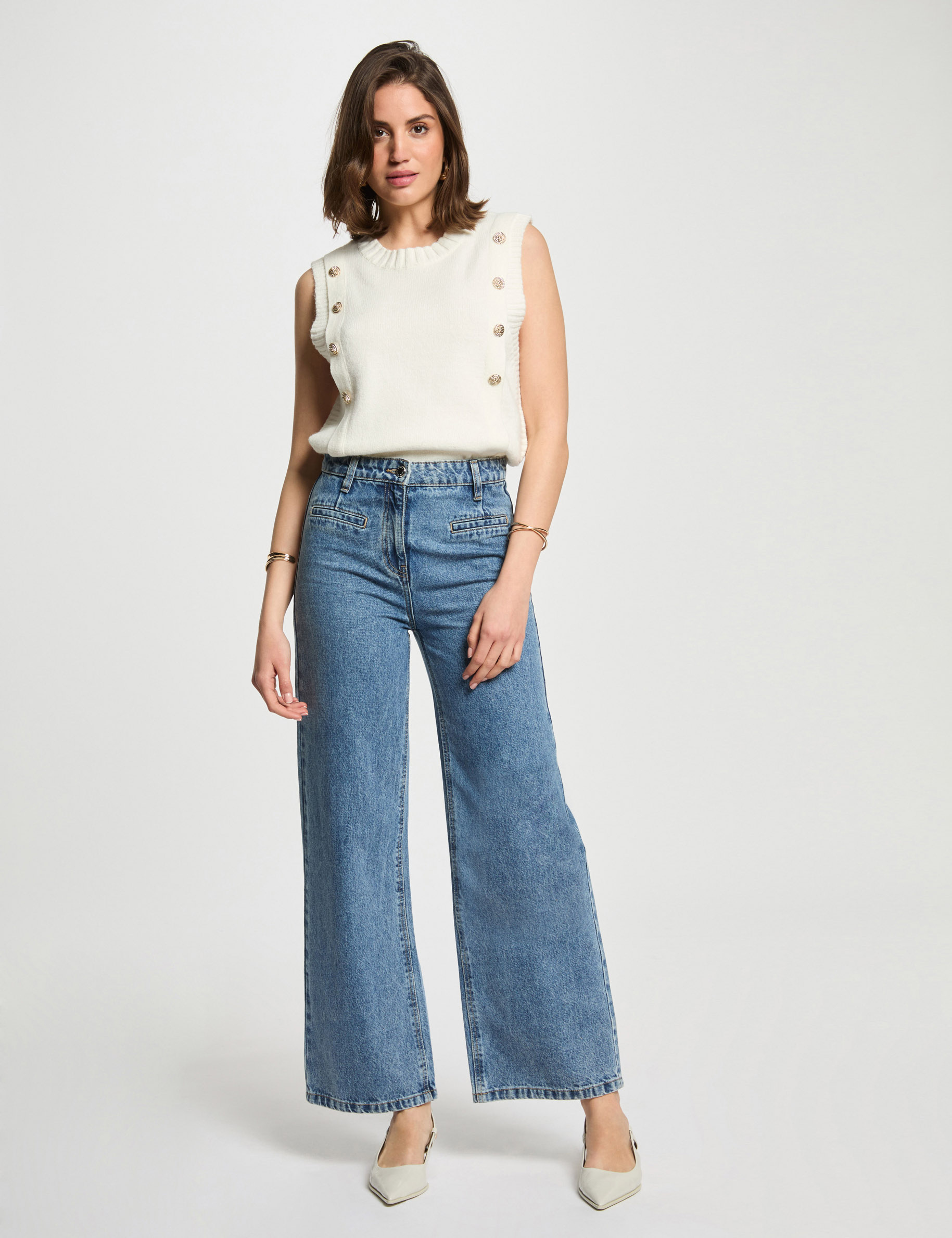 pull sans manches blanc femme Pull sans manches blanc femme