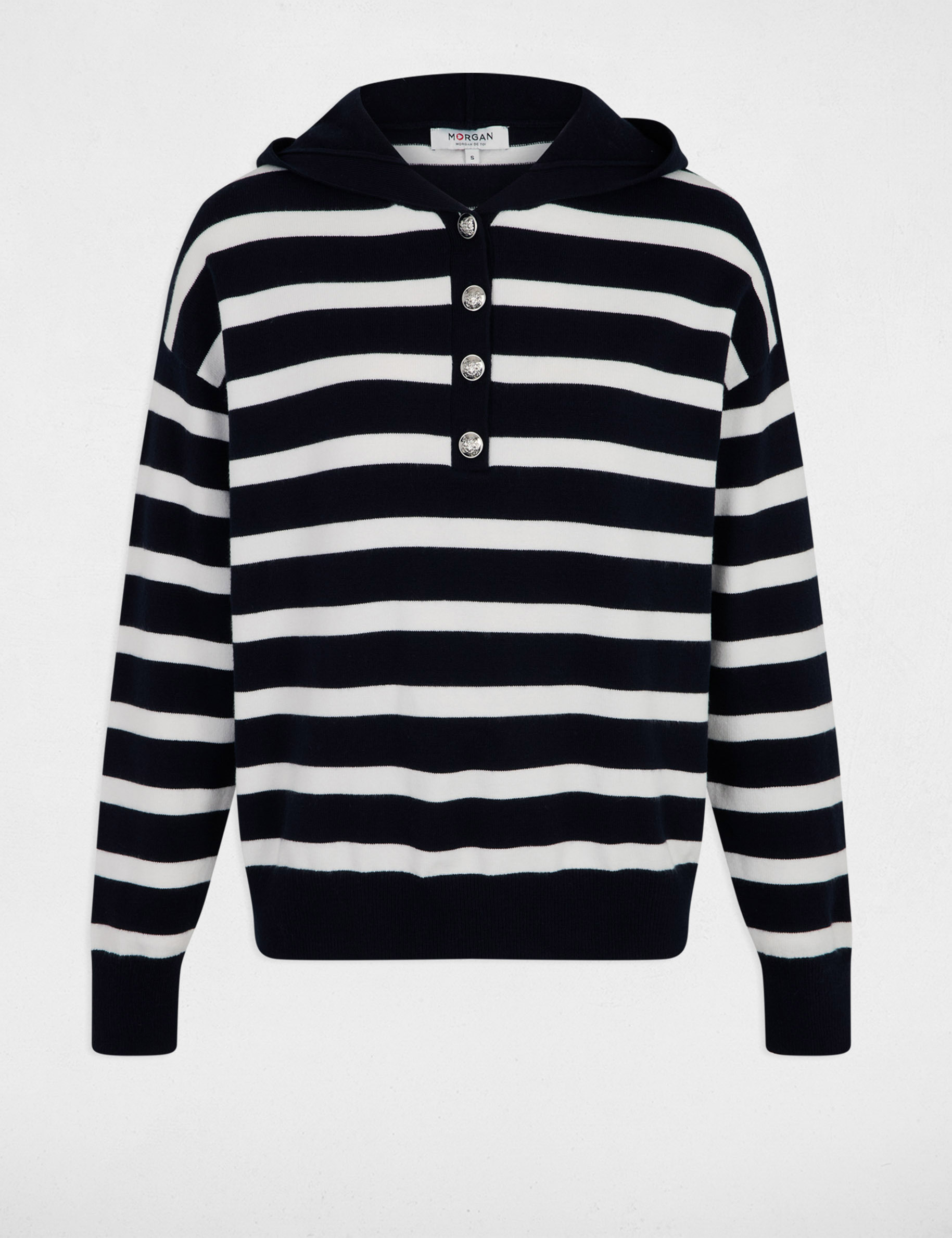Pull Femme Gris Rayé Bleu - Taille 36-38 - Occasion Très Bon état