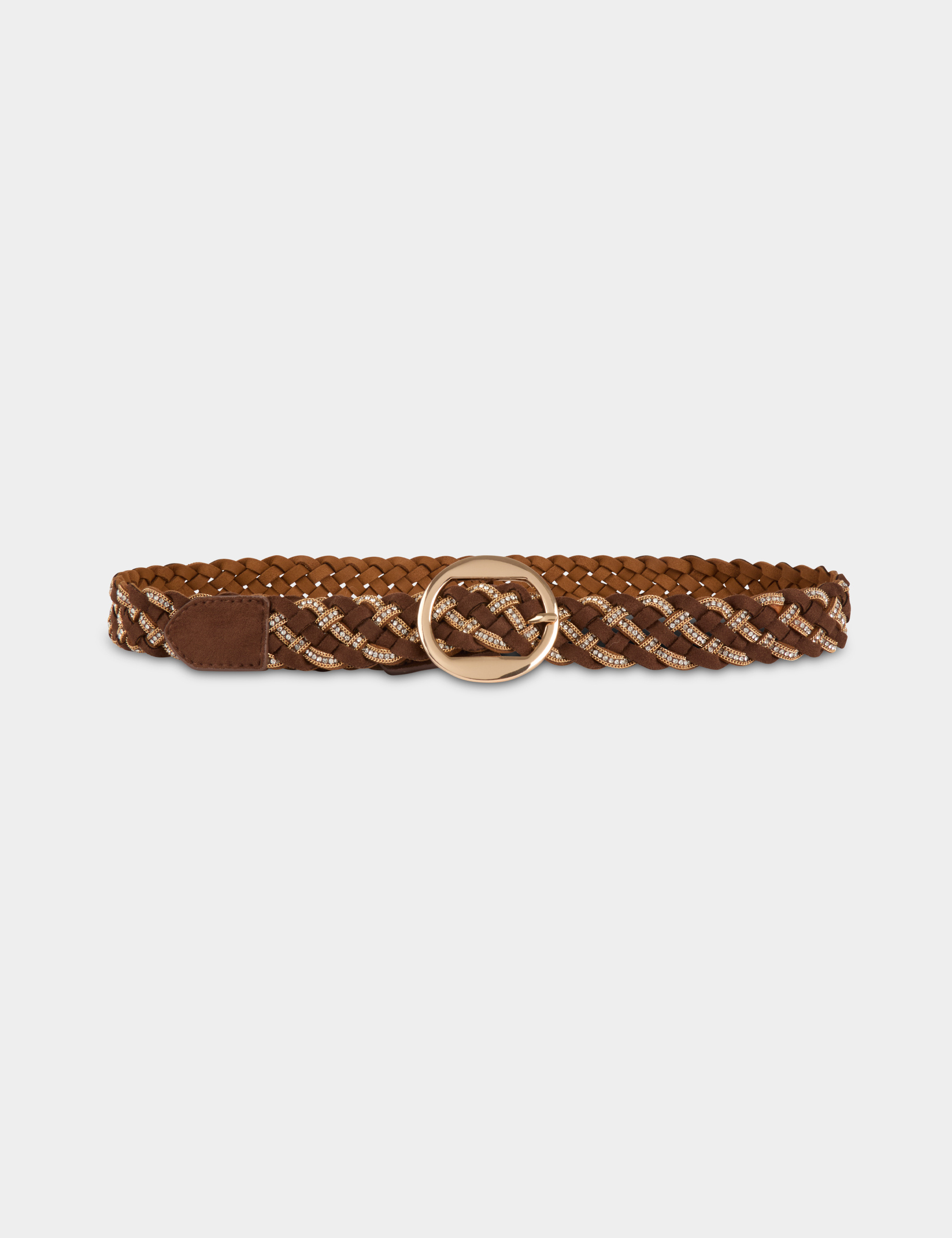 Ceinture large su&eacute;dine marron fonc&eacute; femme