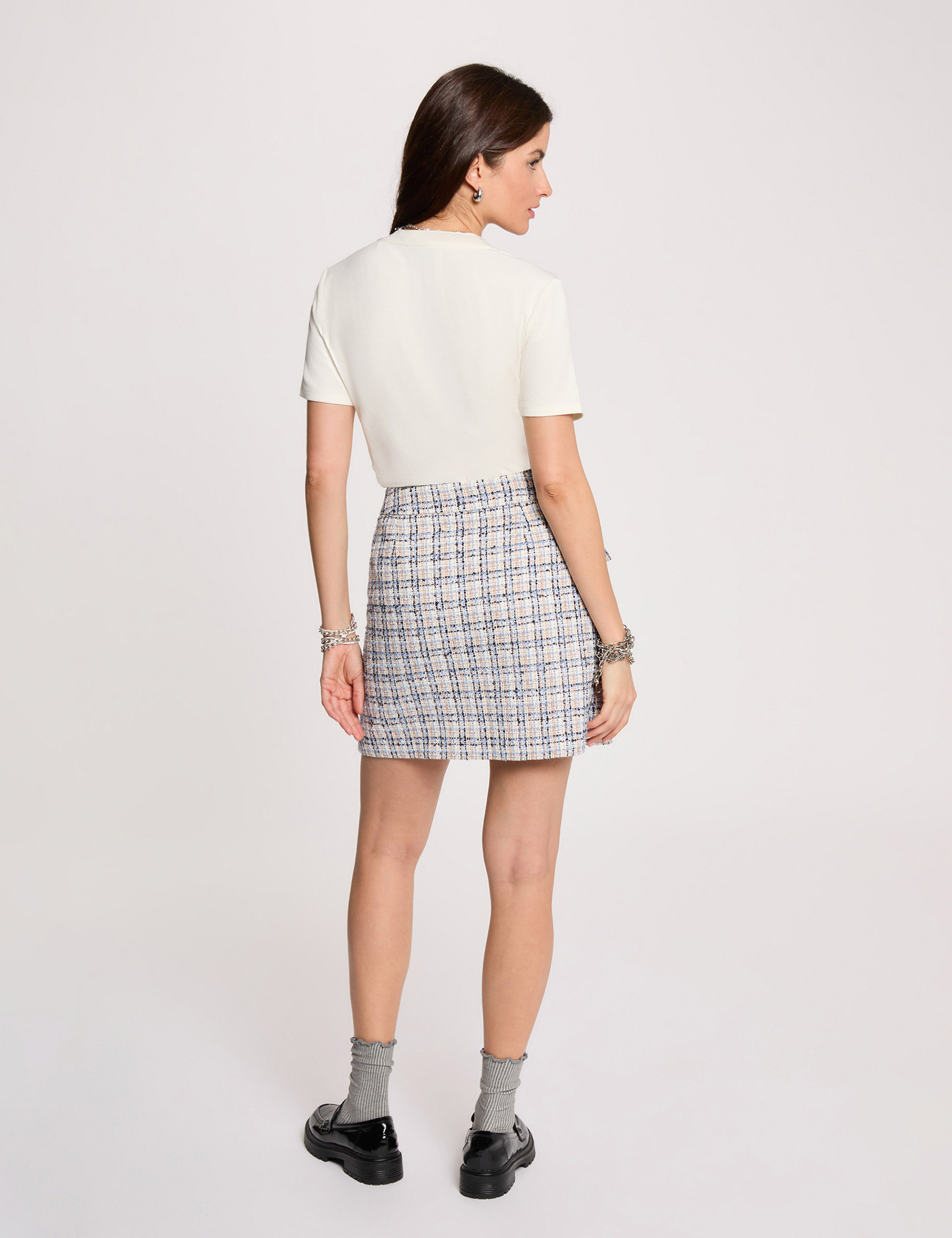 Jupe courte patineuse multicolore femme