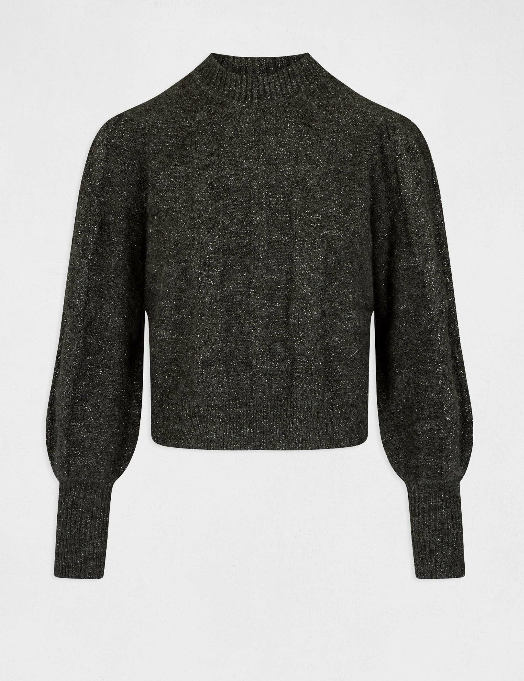 Pull manches longues avec col montant gris anthracite femme Pull manches longues avec col montant gris anthracite femme