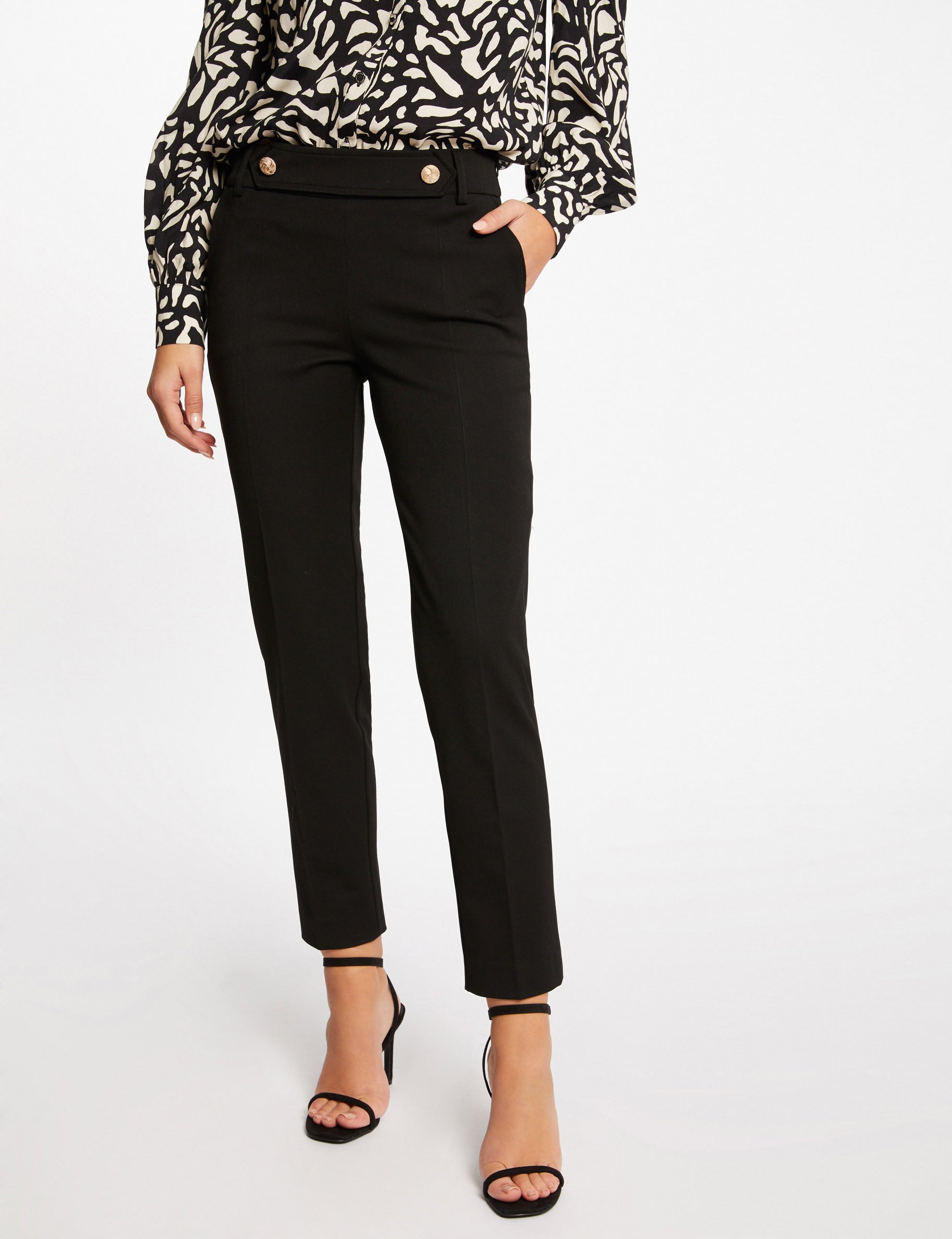 Pantalon tailleur ajusté 7/8ème noir femme