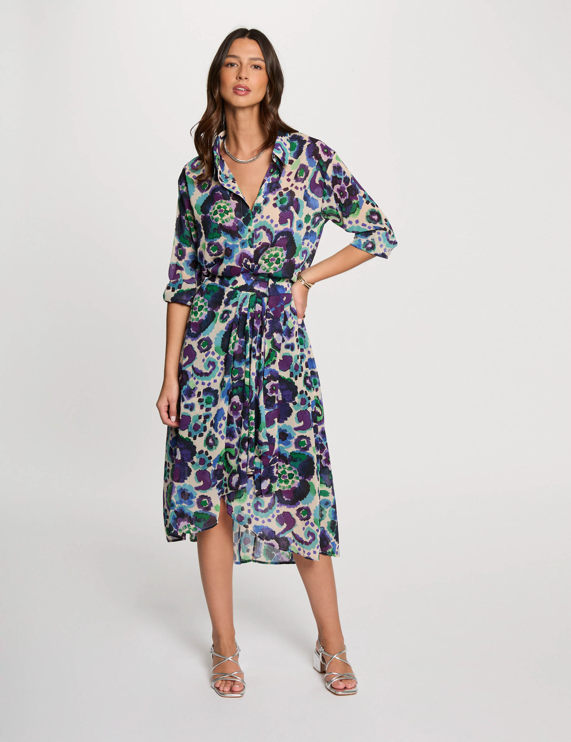 chemise droite imprimee multicolore femme Chemise droite imprimée multicolore femme