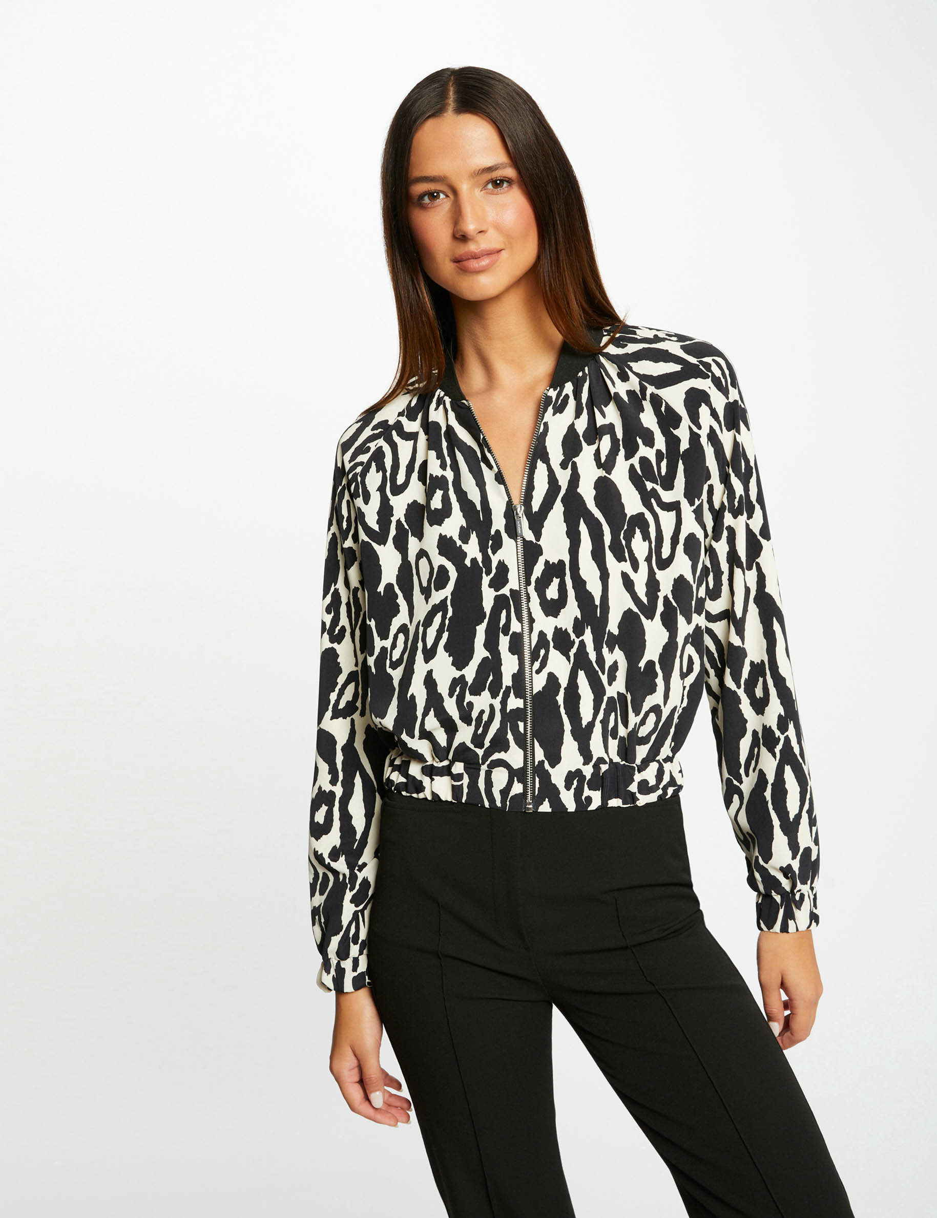 Image of Blouson droit imprimé animalier multico femme