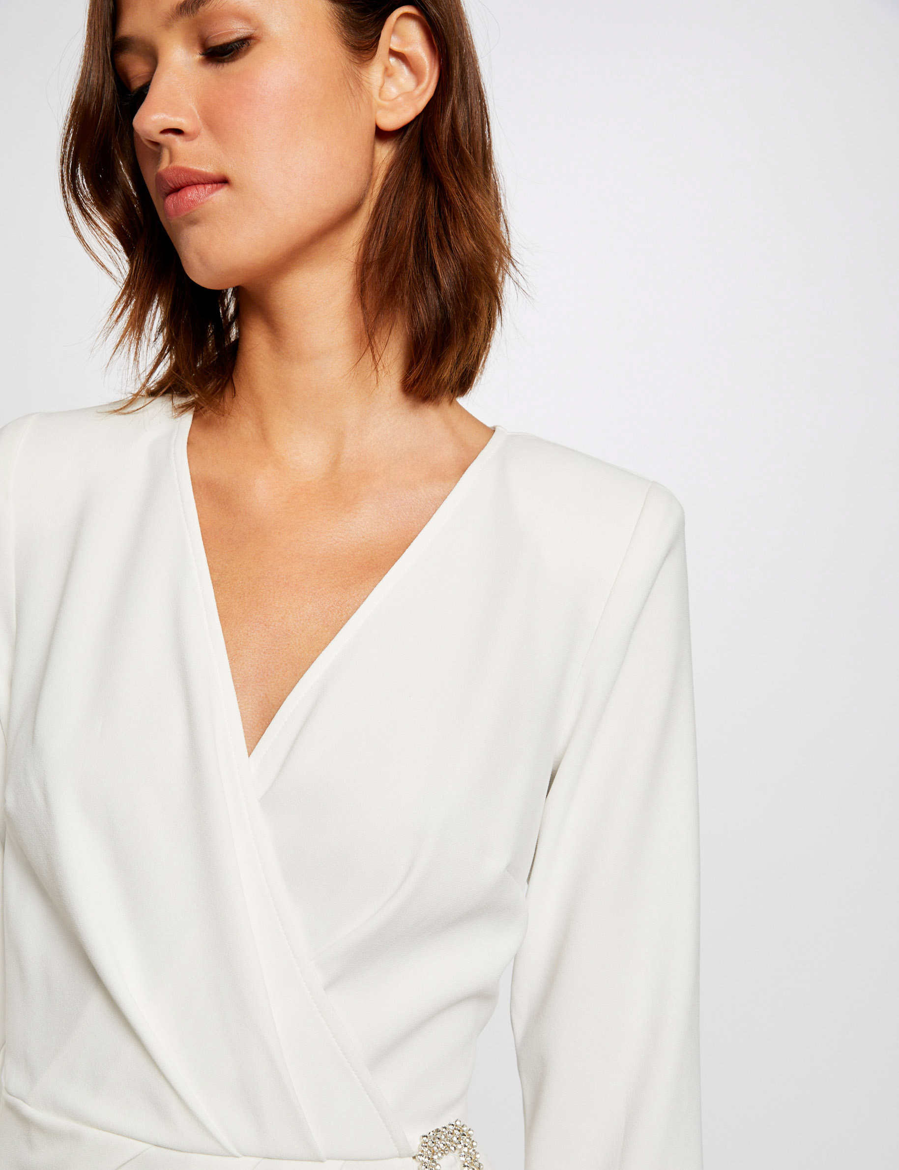 robe portefeuille avec boucle ecru femme Robe portefeuille avec boucle ecru femme