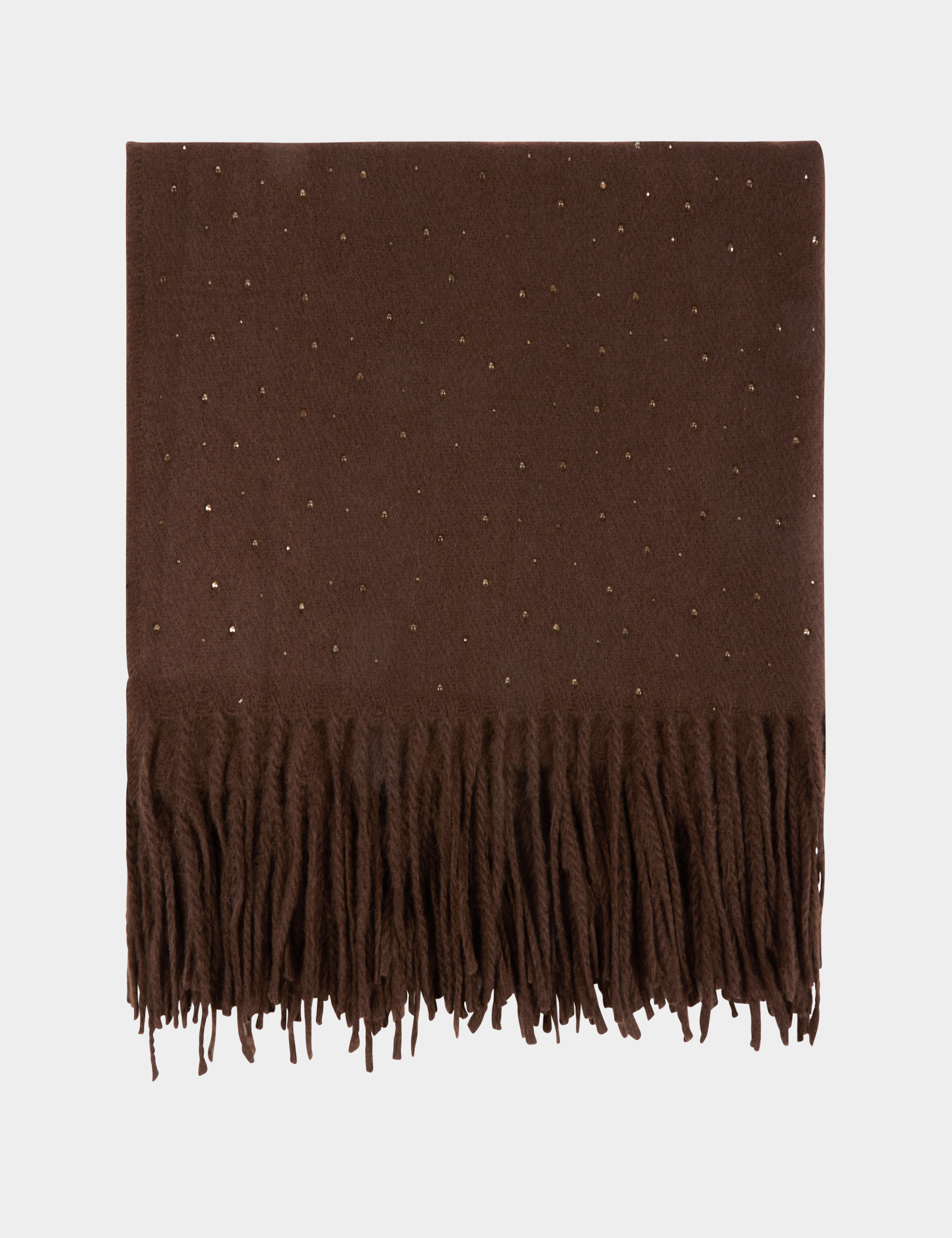 &Eacute;charpe strass franges marron fonc&eacute; femme