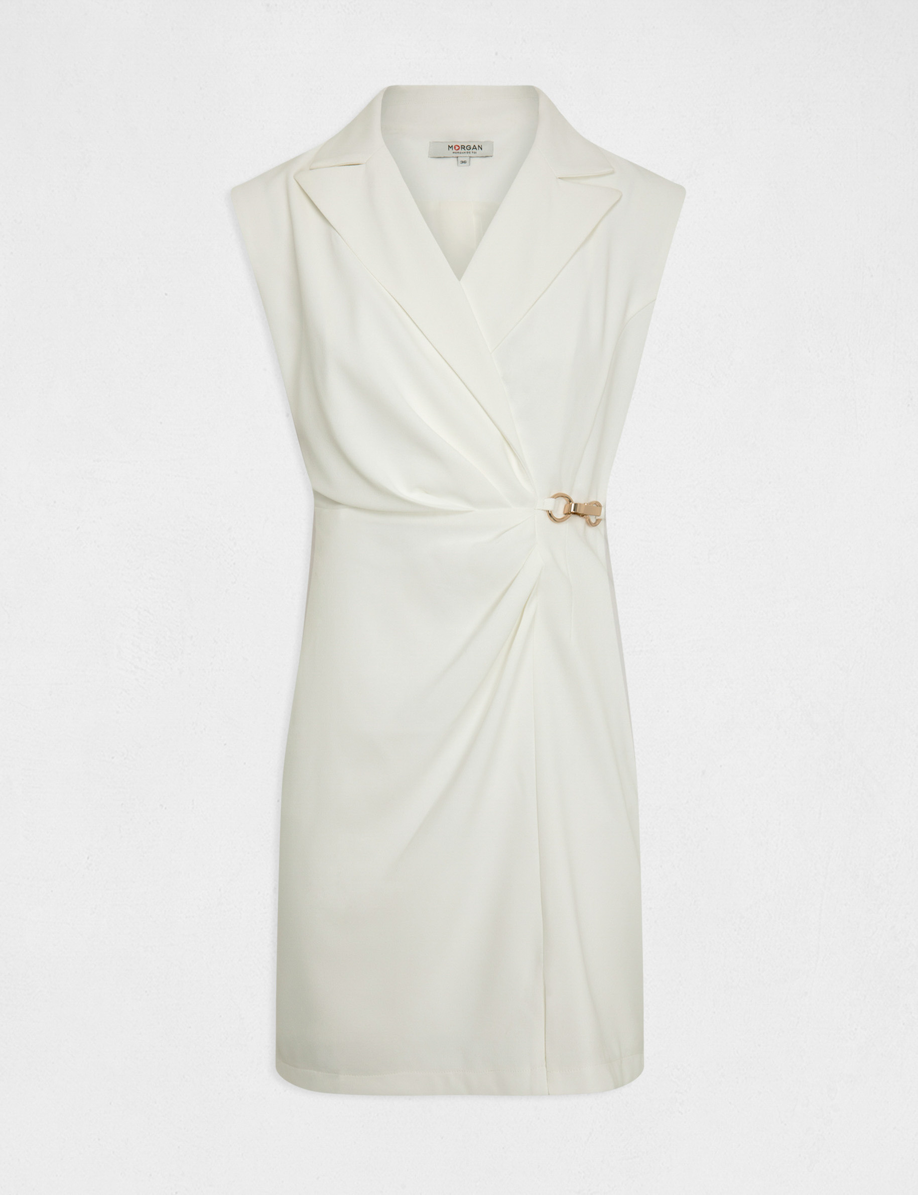 robe effet portefeuille a ornement ecru femme Robe effet portefeuille à ornement ecru femme
