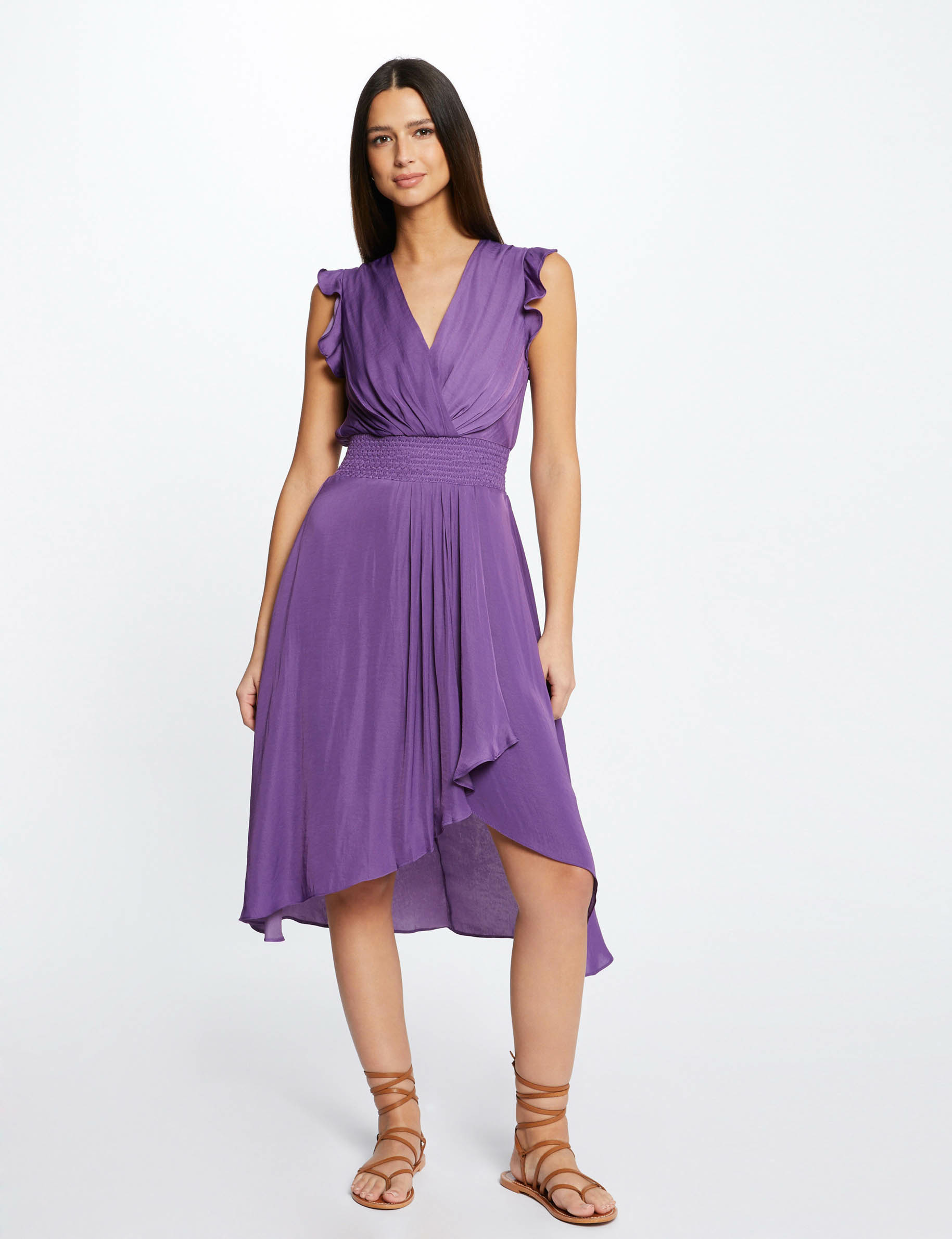 Robe droite fluide sans manches violet fonce femme Robe droite fluide sans manches violet fonce femme
