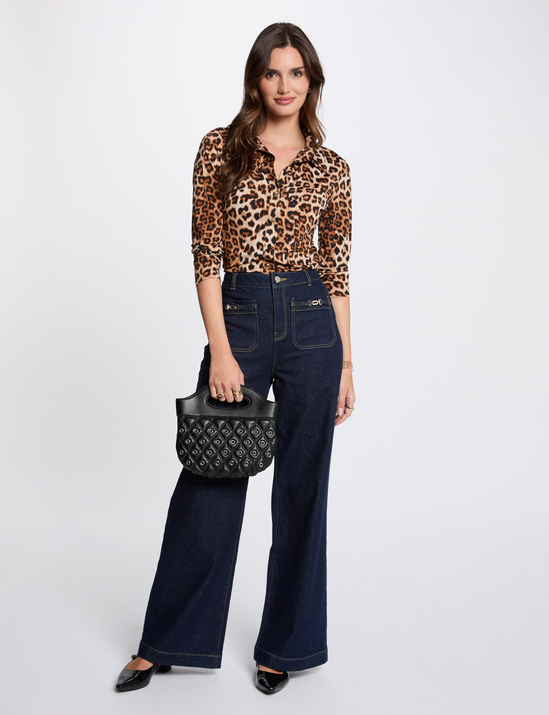 Top manches longues imprim&eacute; multicolore femme