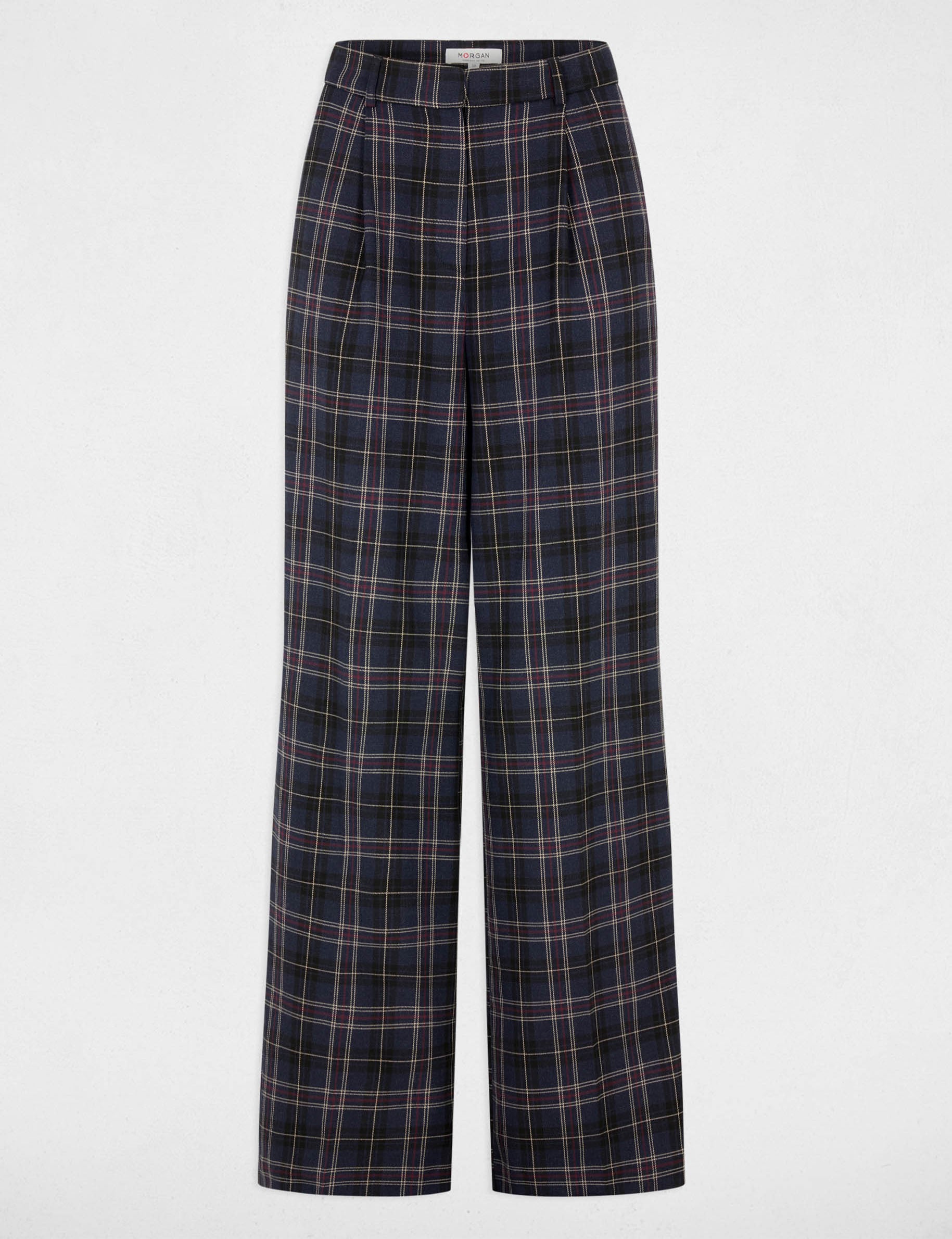 Pantalon large taille haute multicolore femme