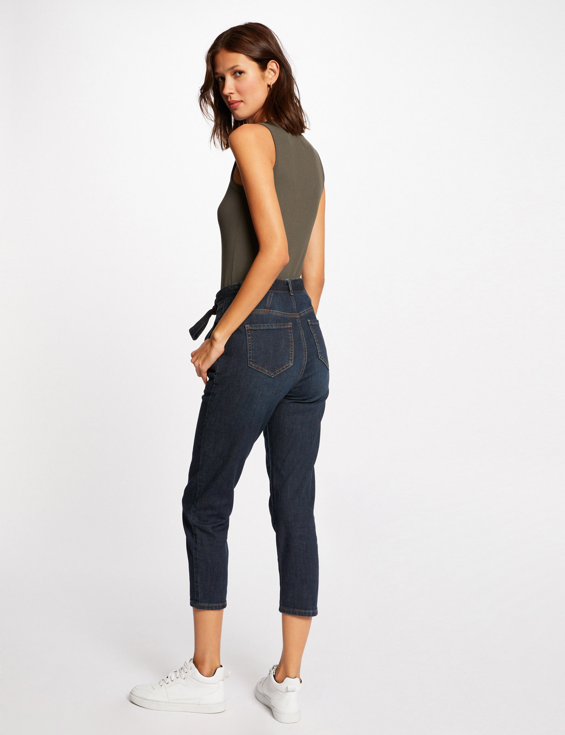 Débardeur bretelles larges effet côtelé vert kaki femme Débardeur bretelles larges effet côtelé vert kaki femme