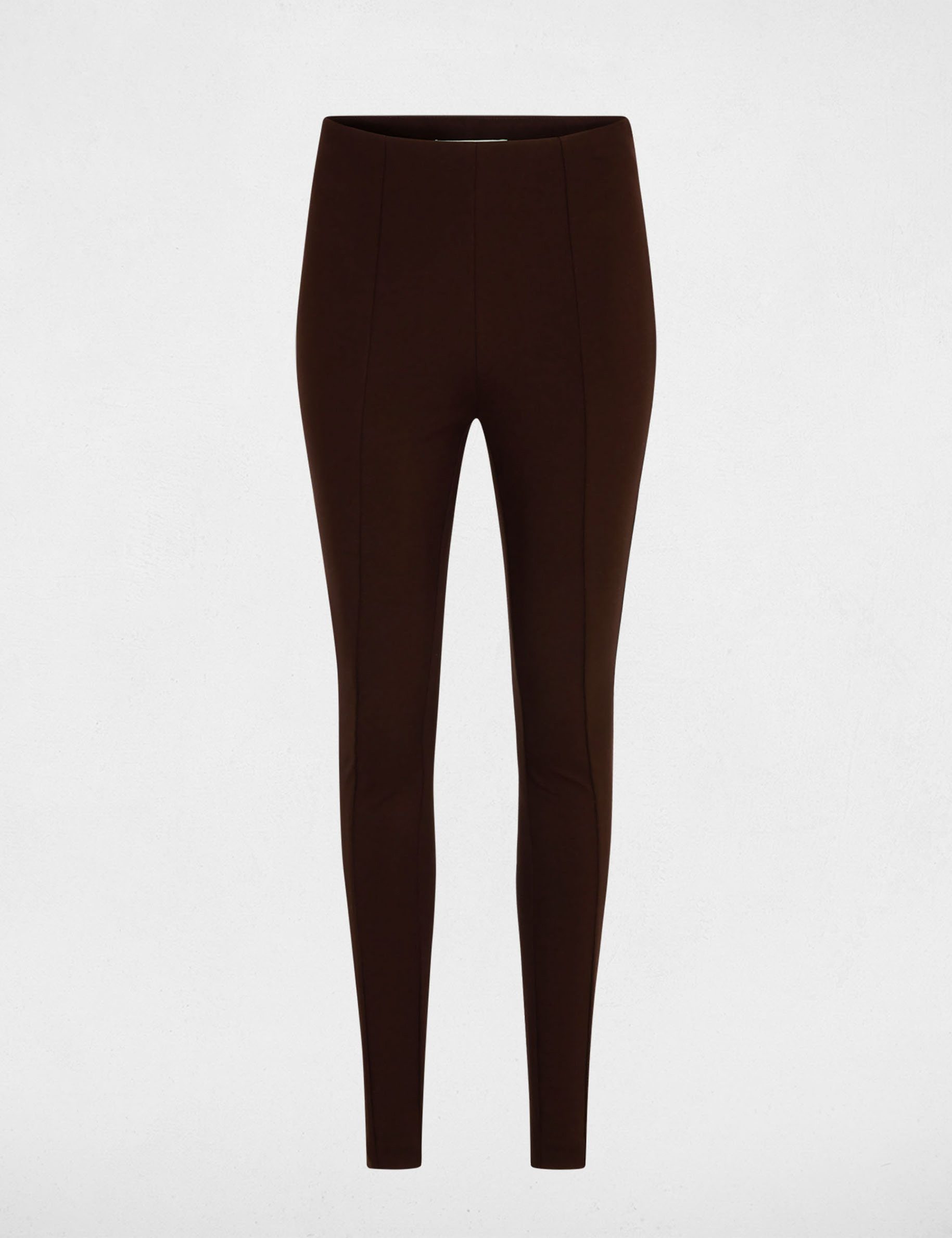 Pantalon legging uni marron fonc&eacute; femme