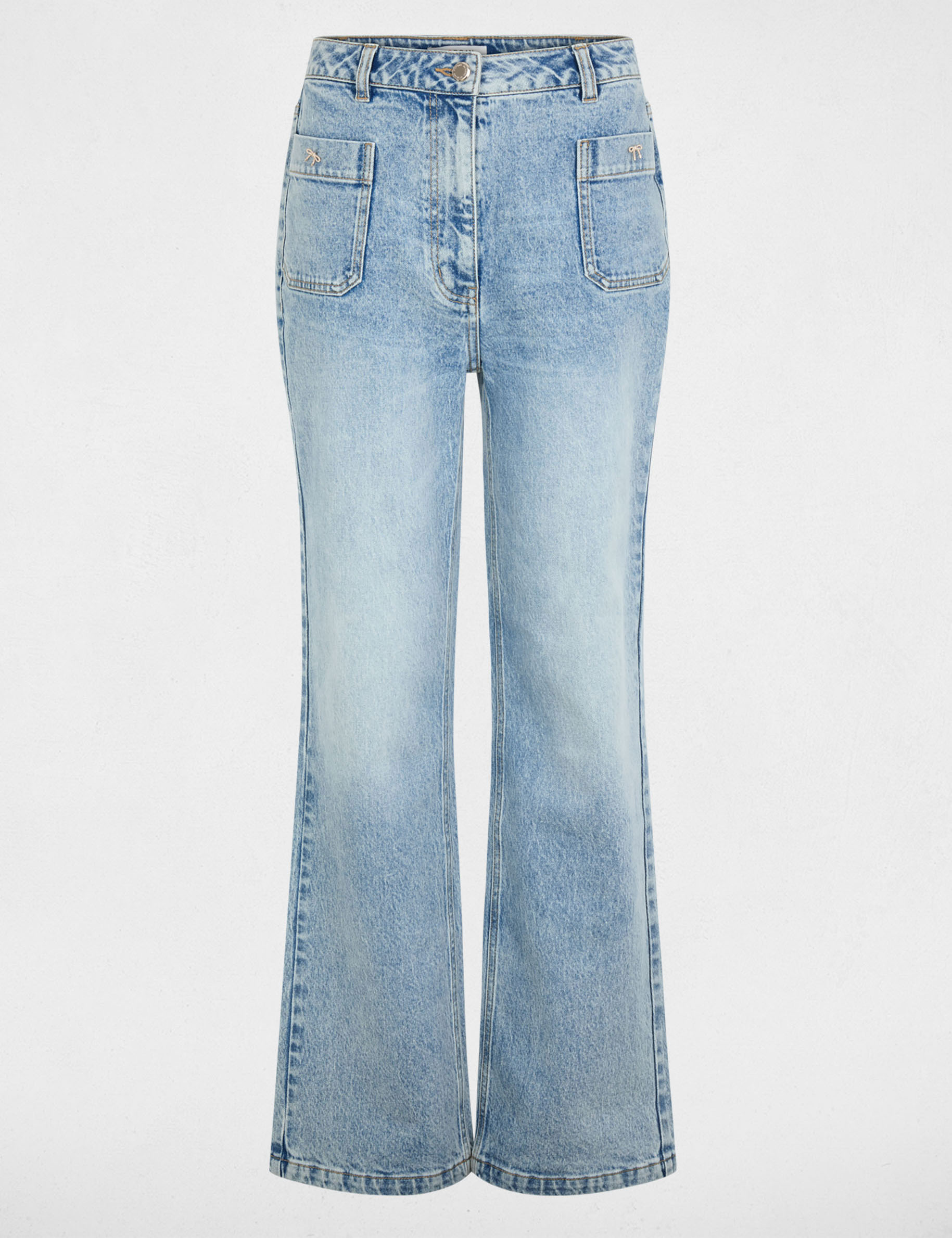 Jean large taille haute denim double stone femme