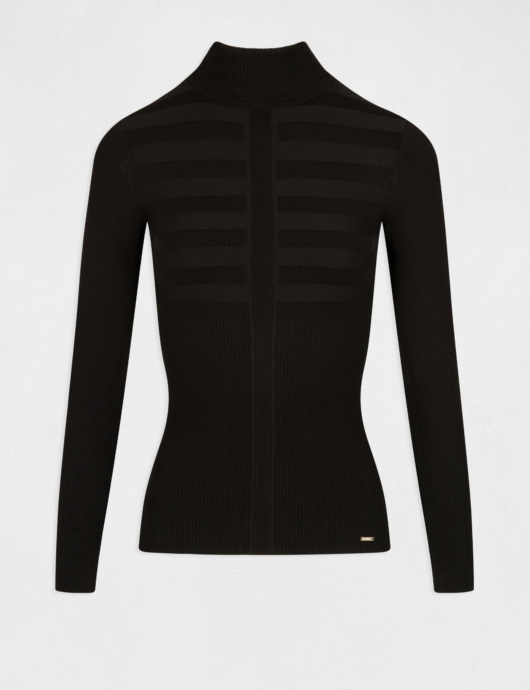 Pull col roulé ajusté noir femme Morgan