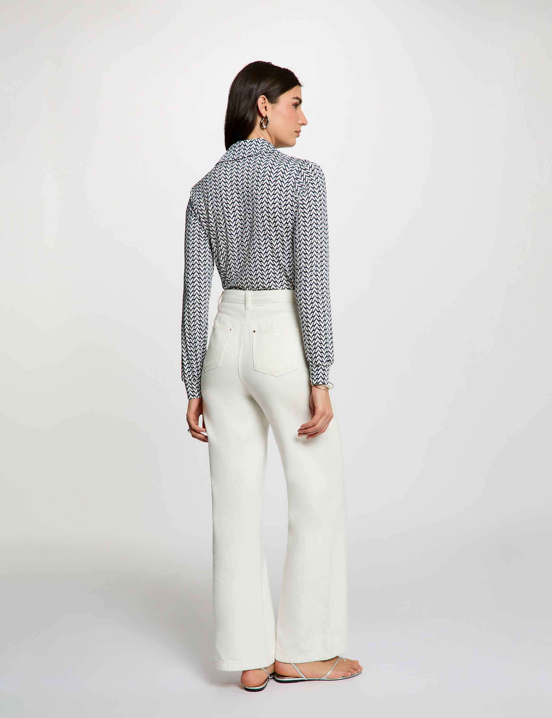 Chemise droite col &agrave; revers blanc femme