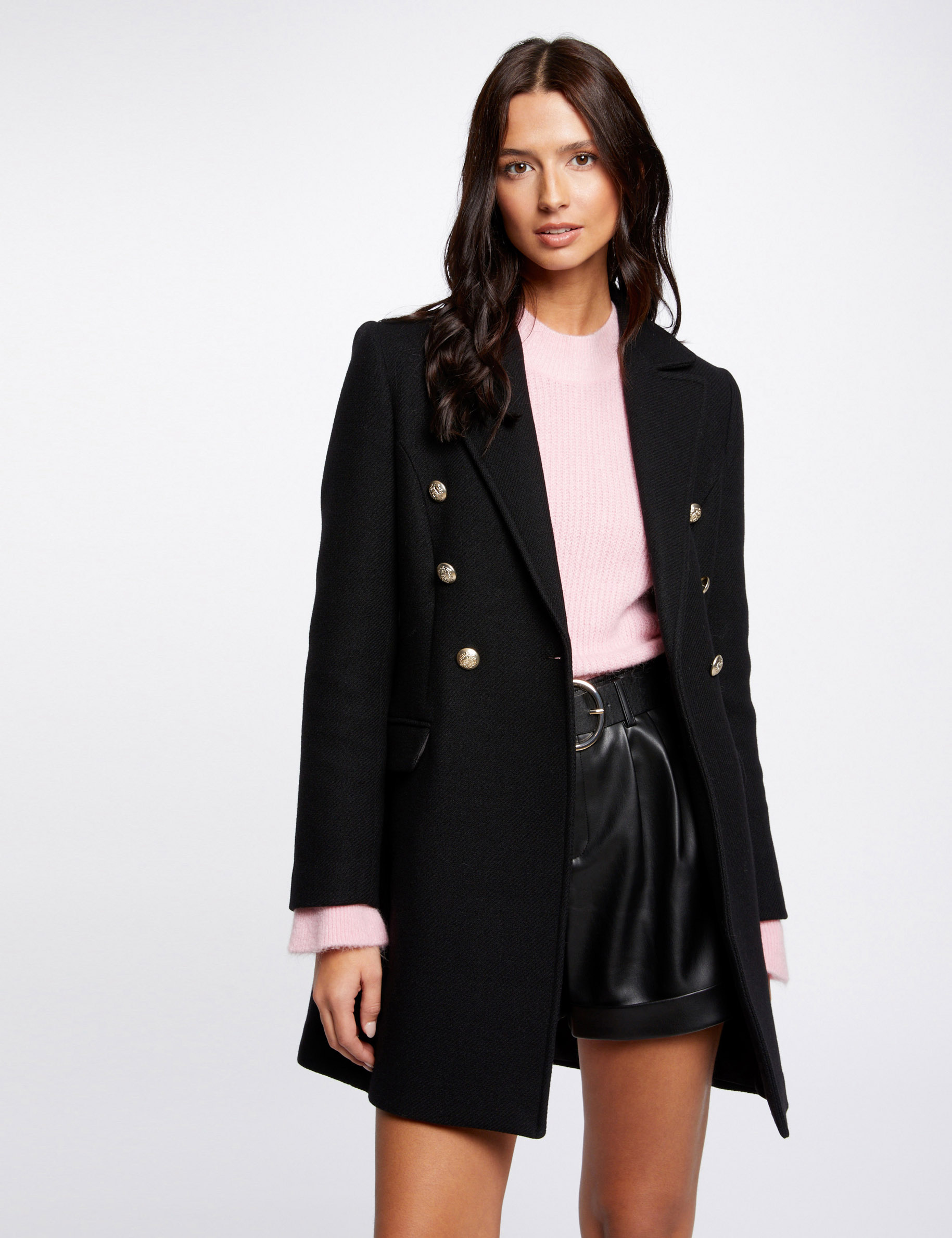 Manteau cintré double rangée de boutons Morgan noir vêtements