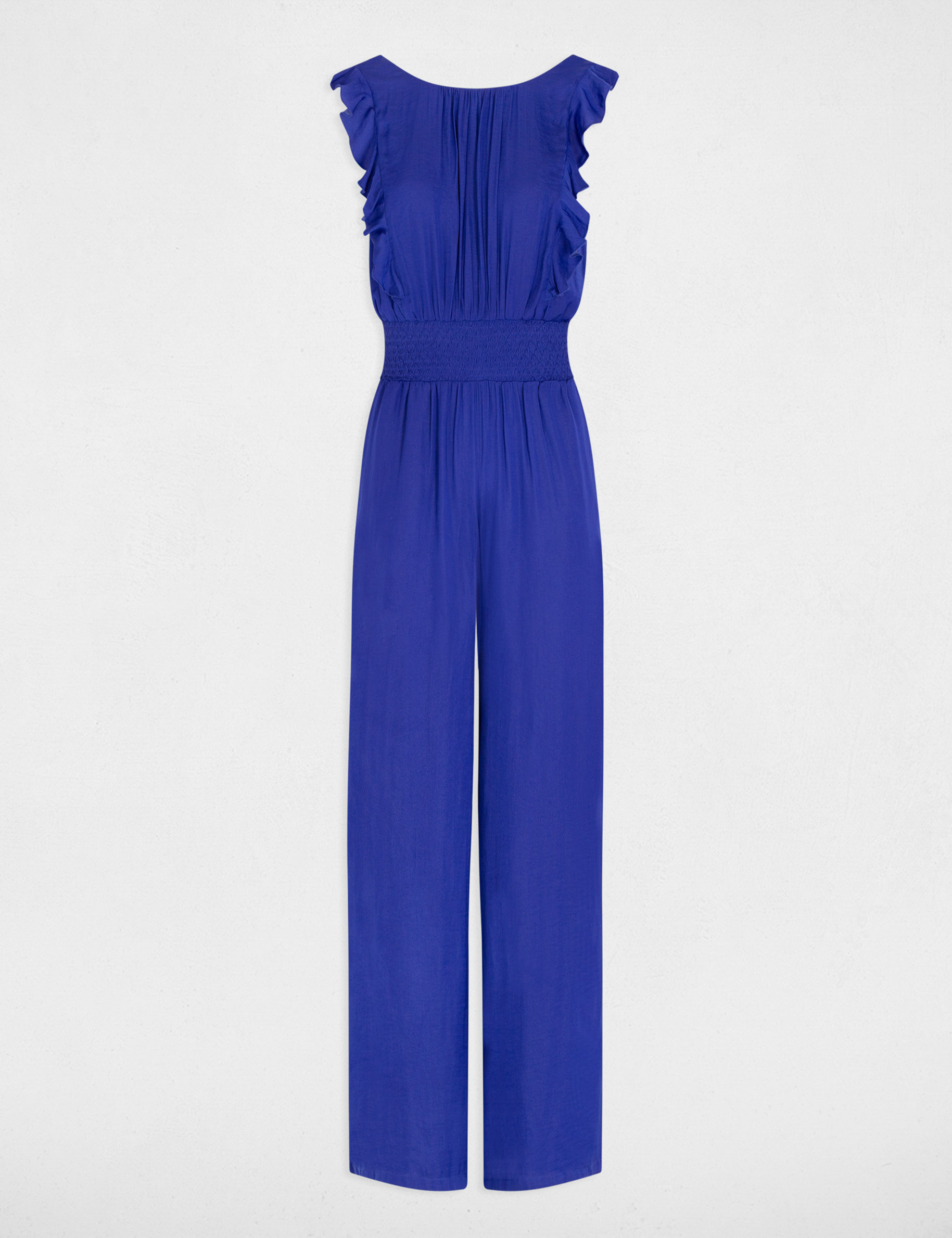 combinaison longue a volants bleu electrique femme Combinaison longue à volants bleu electrique femme