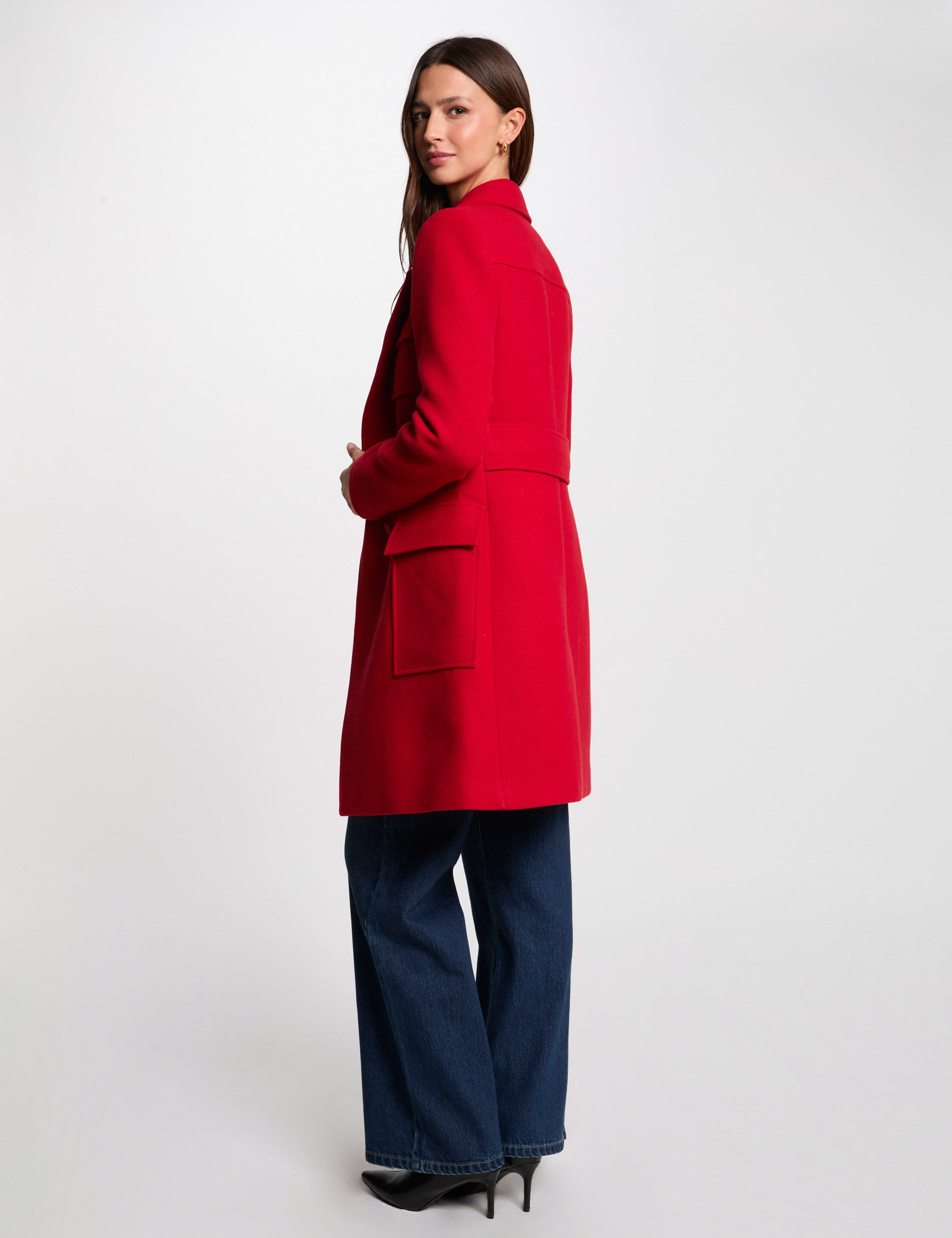 manteau long boutonne rouge femme Manteau long boutonné rouge femme