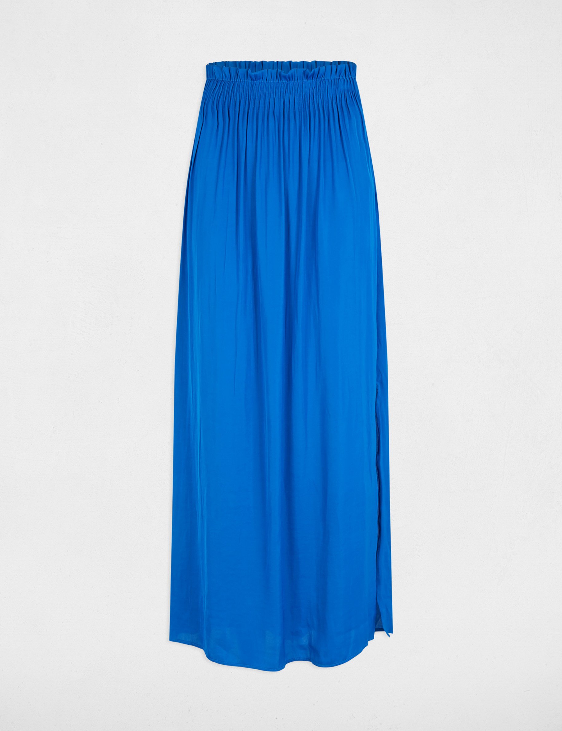 jupe longue fluide taille elastiquee bleu electrique femme Jupe longue fluide taille élastiquée bleu electrique femme