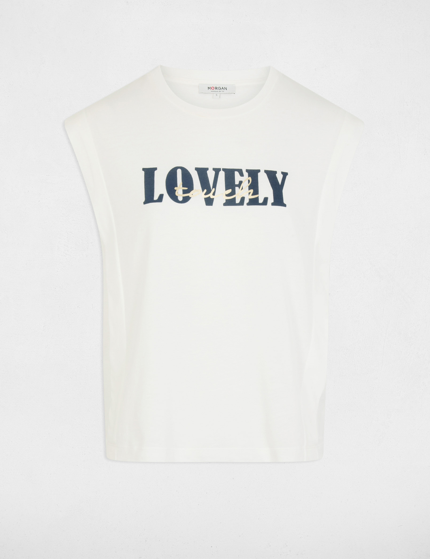 T-shirt droit col rond blanc femme