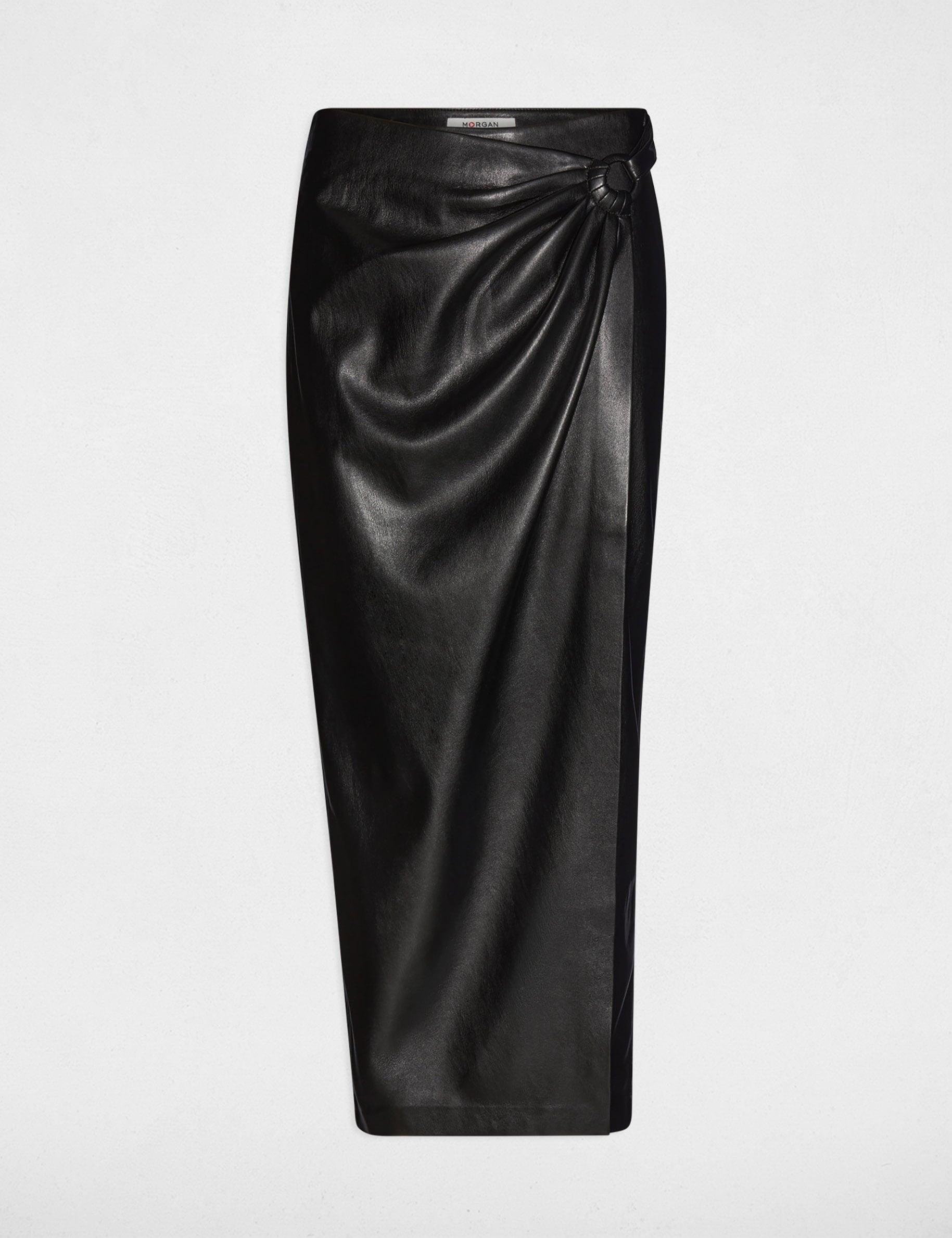 Jupe longue portefeuille noir femme
