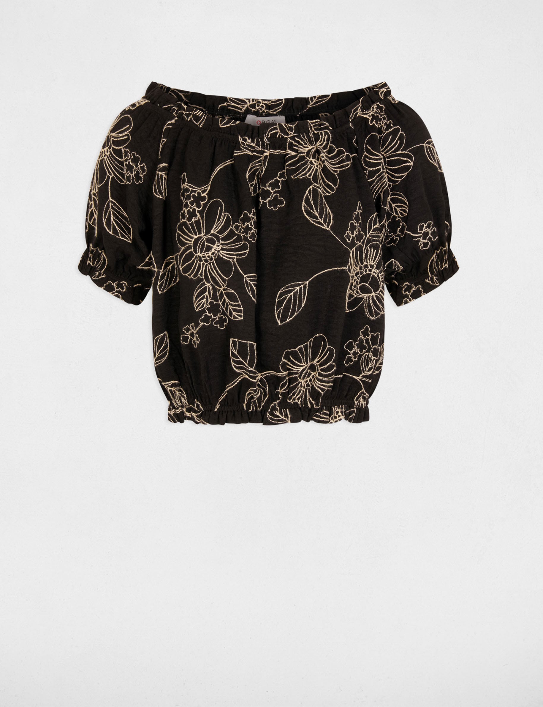 Top brod&eacute; col bardot multicolore femme