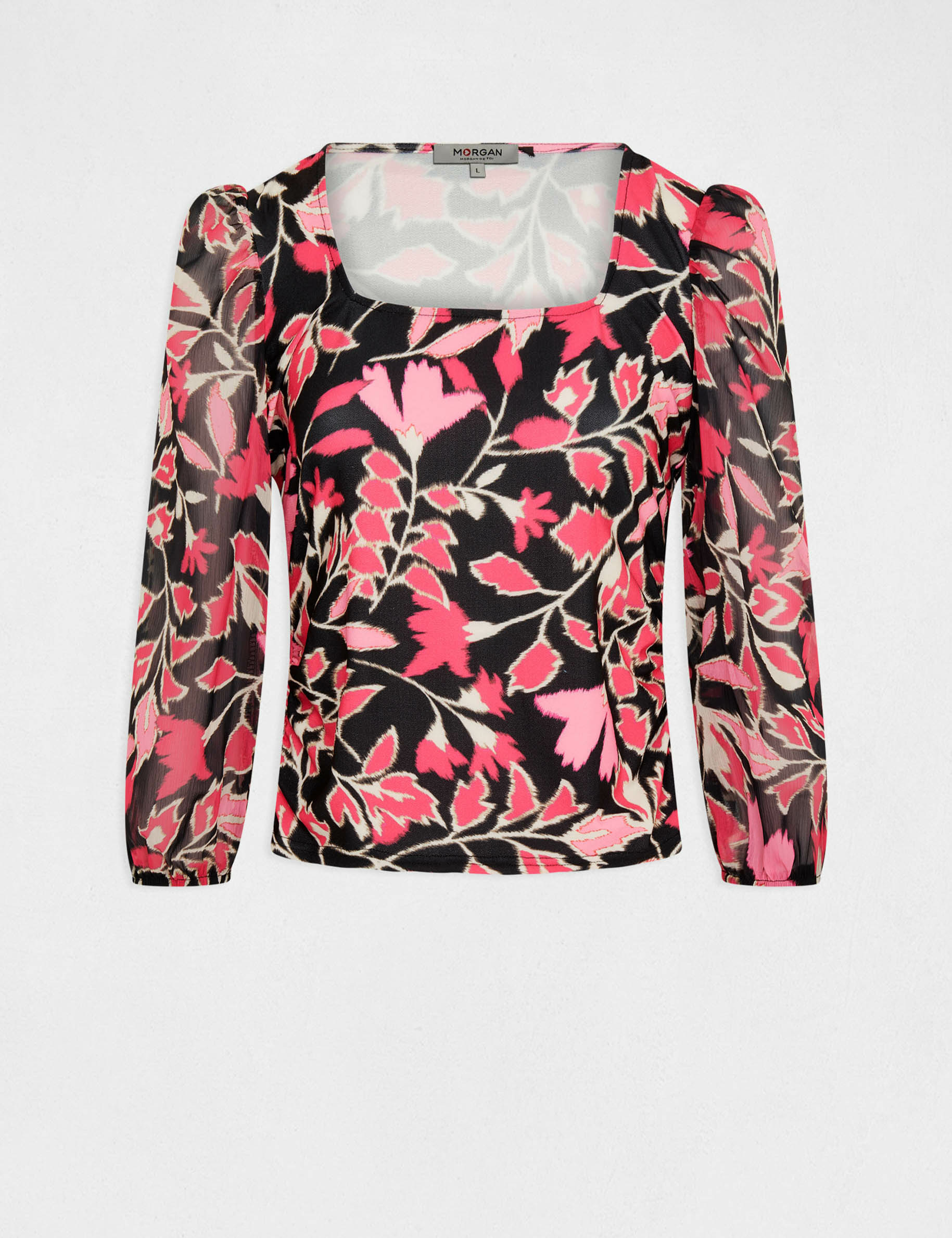 t shirt manches 34 imprime vegetal multico femme T-shirt manches 3/4 imprimé végétal multico femme