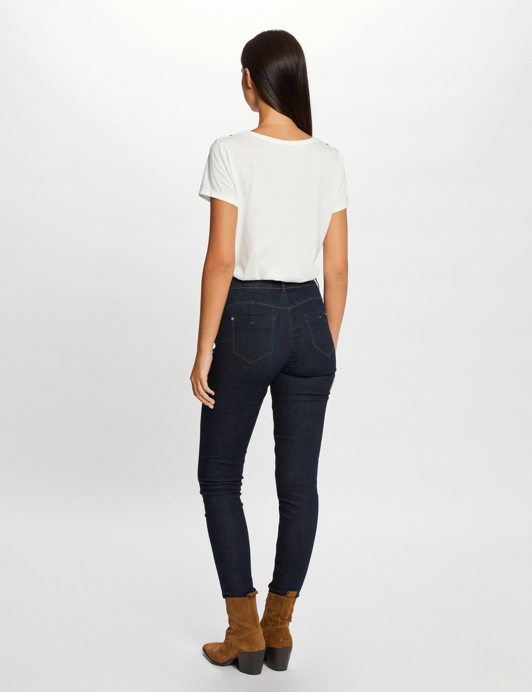 t shirt manches courtes a paillettes ecru femme T-shirt manches courtes à paillettes ecru femme