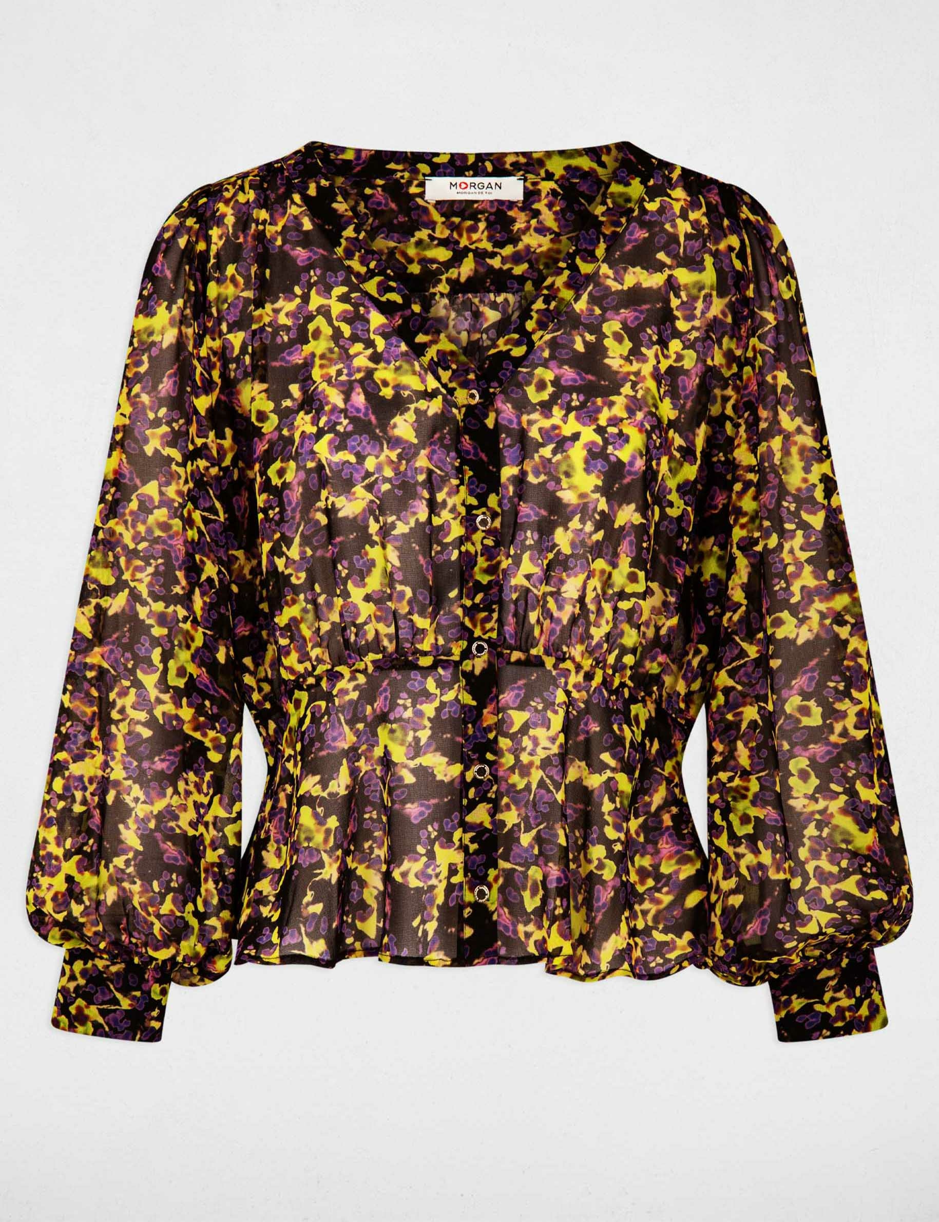 Chemise manches longues imprimé abstrait multico femme
