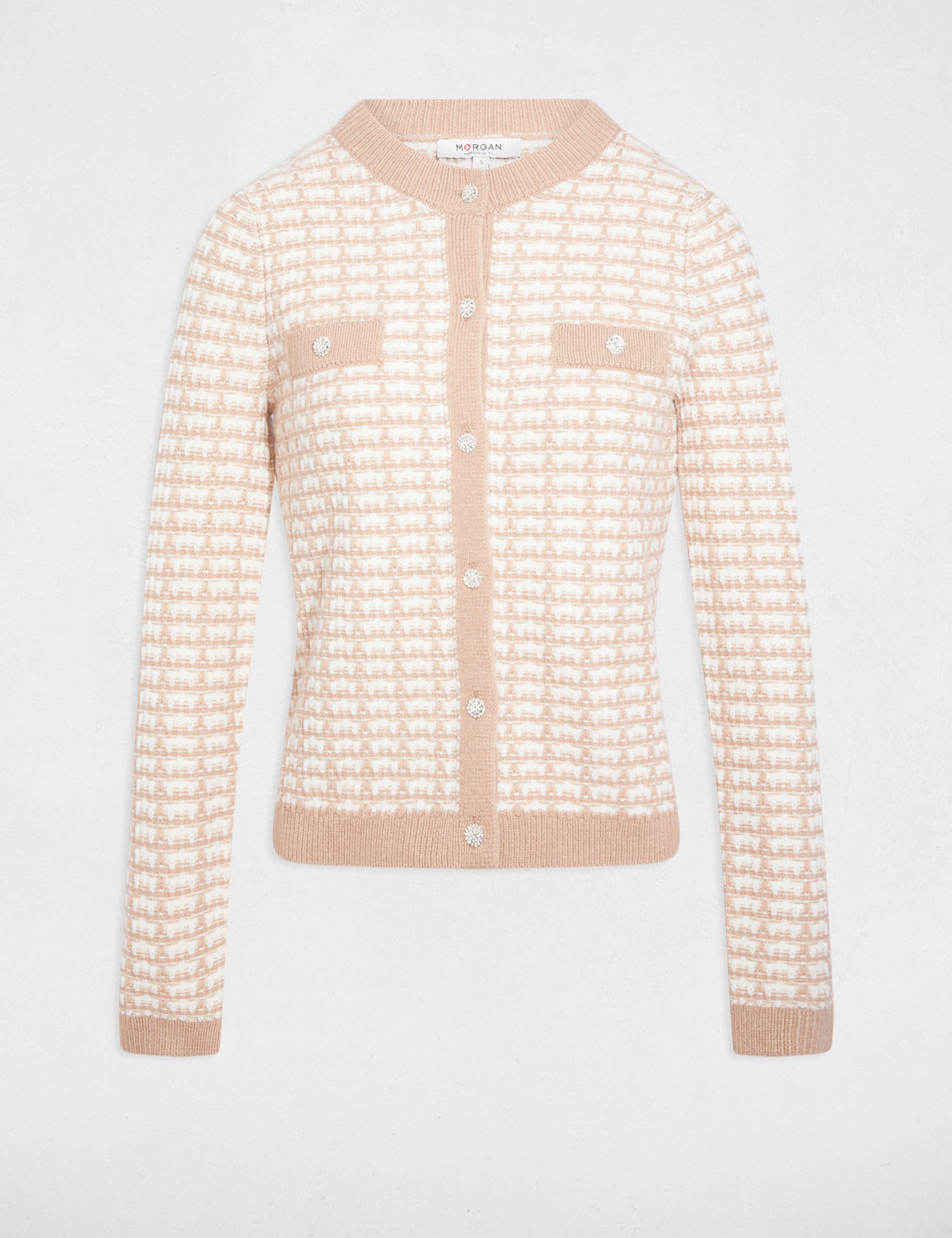 Gilet ajust&eacute; jacquard taupe femme