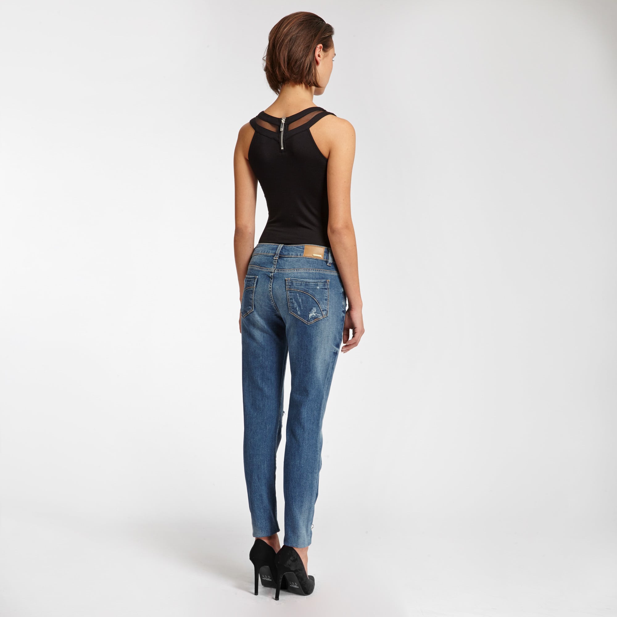 Haut en jersey et tulle noir femme